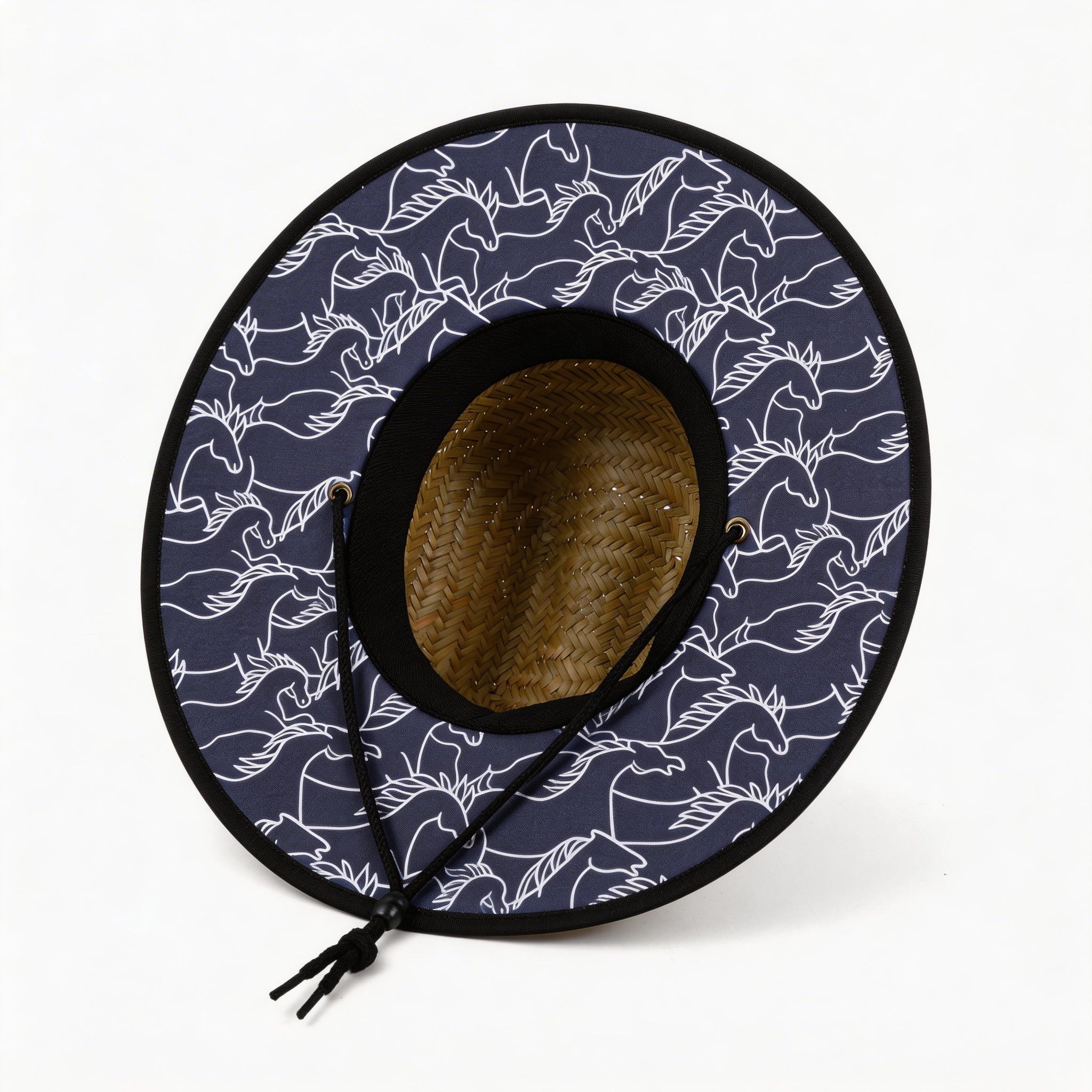 US Stock Wholesale Men's Seagrass Lifeguard Straw Hats with Wide Brim and Sun & Wind Proof