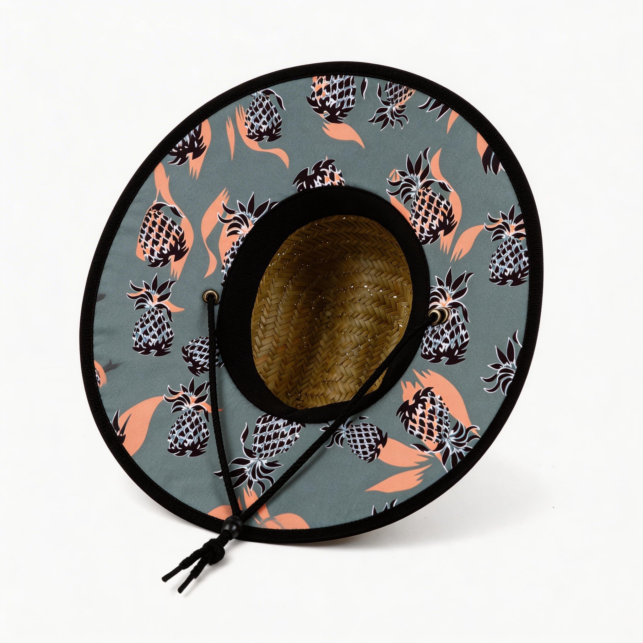 US Stock Wholesale Men's Seagrass Lifeguard Straw Hats with Wide Brim and Sun & Wind Proof