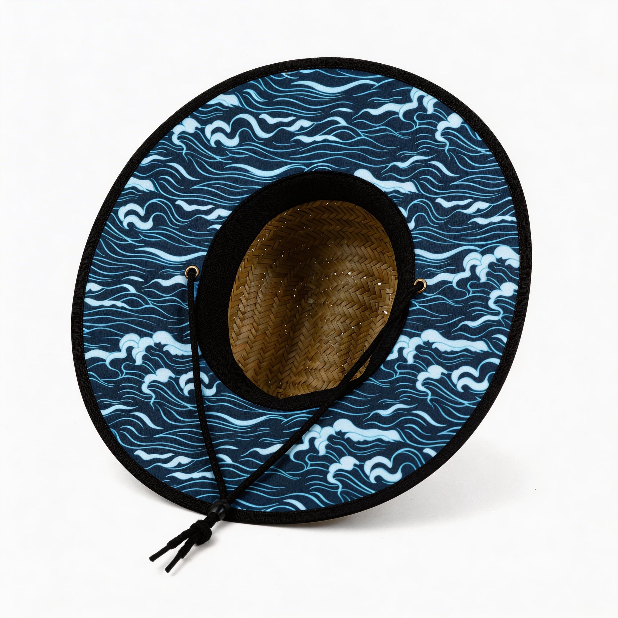 US Stock Wholesale Men's Seagrass Lifeguard Straw Hats with Wide Brim and Sun & Wind Proof