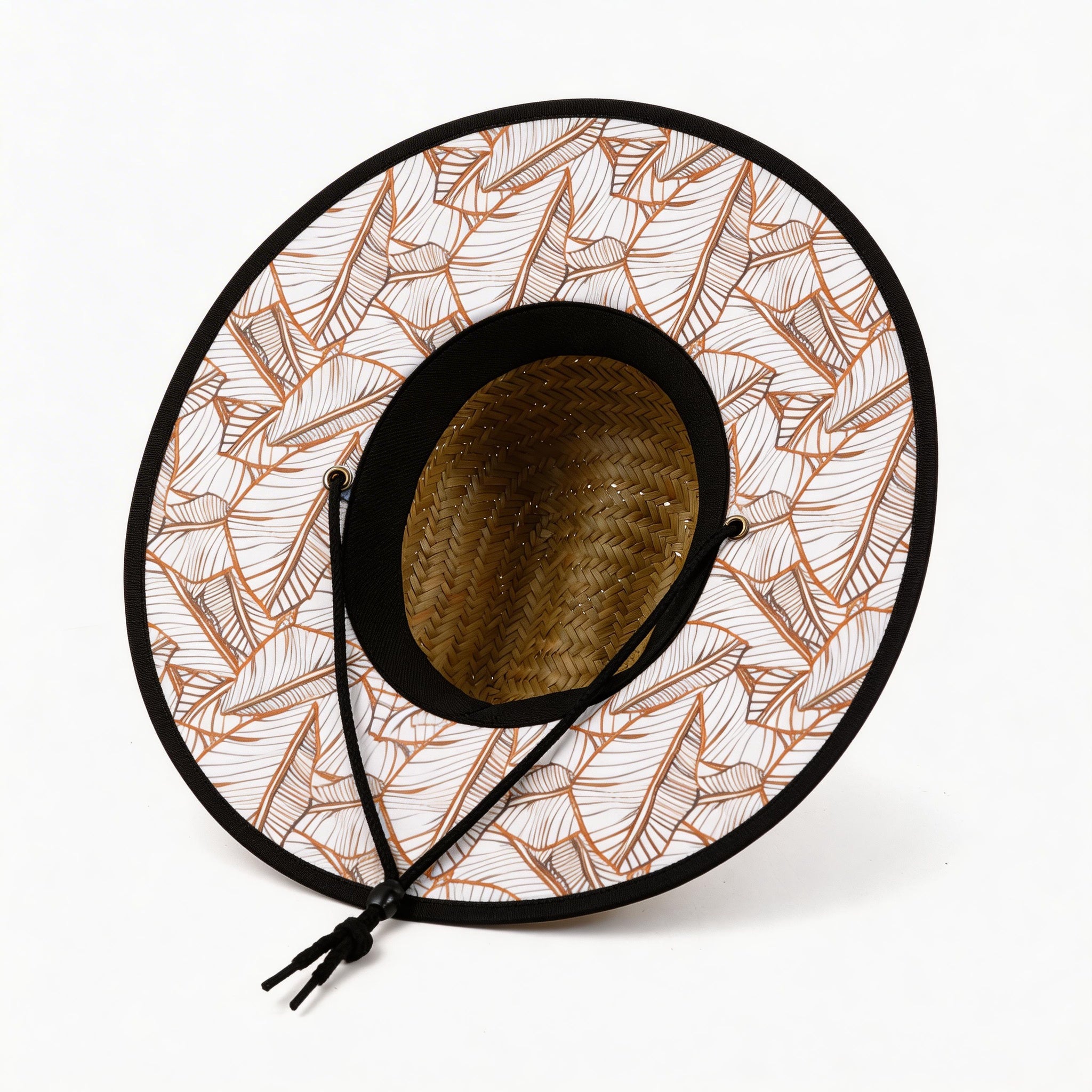 US Stock Wholesale Men's Seagrass Lifeguard Straw Hats with Wide Brim and Sun & Wind Proof