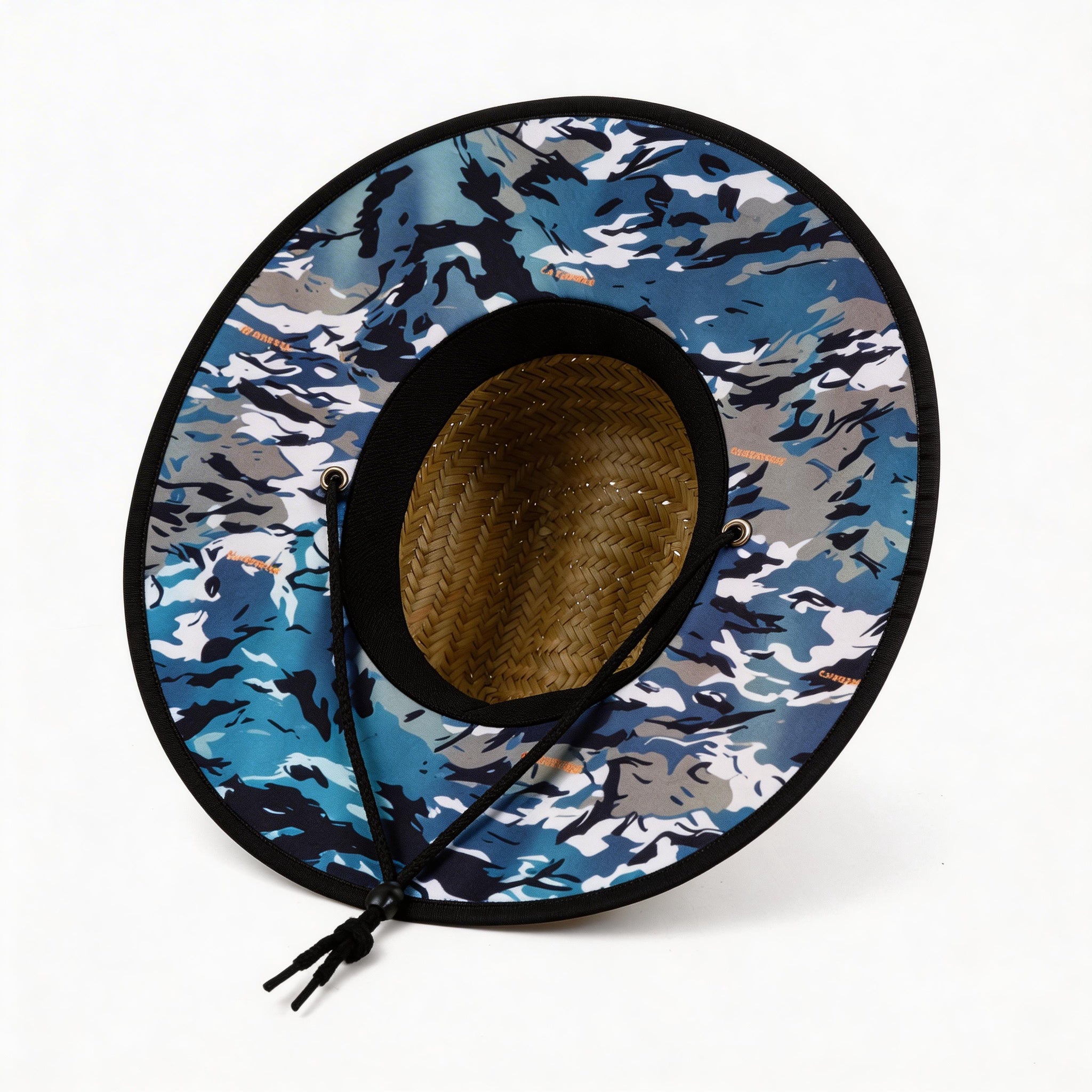 US Stock Wholesale Men's Seagrass Lifeguard Straw Hats with Wide Brim and Sun & Wind Proof