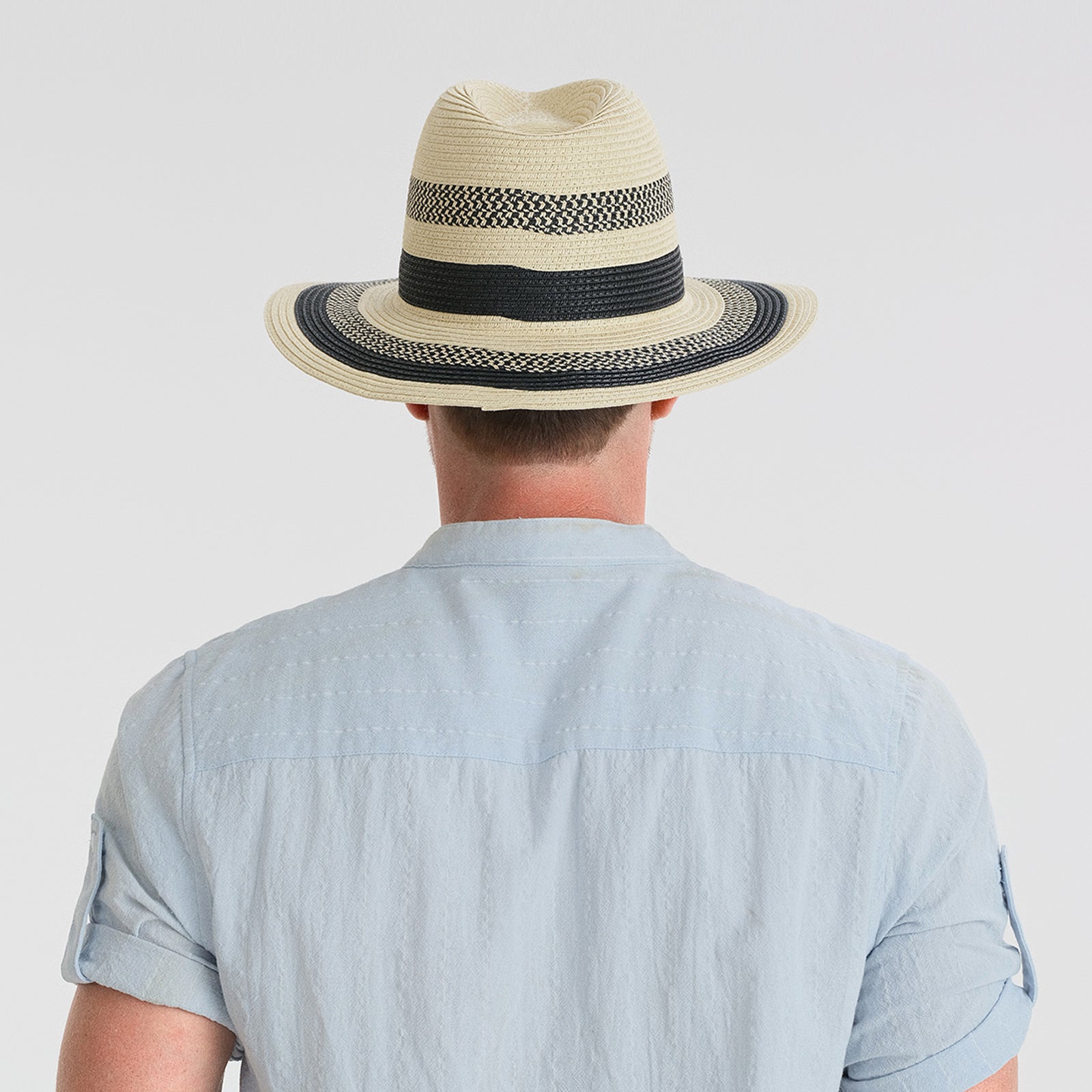 Unisex Paper Straw Fedora Hat with Wide Brim and UPF 50+ Sun Protection
