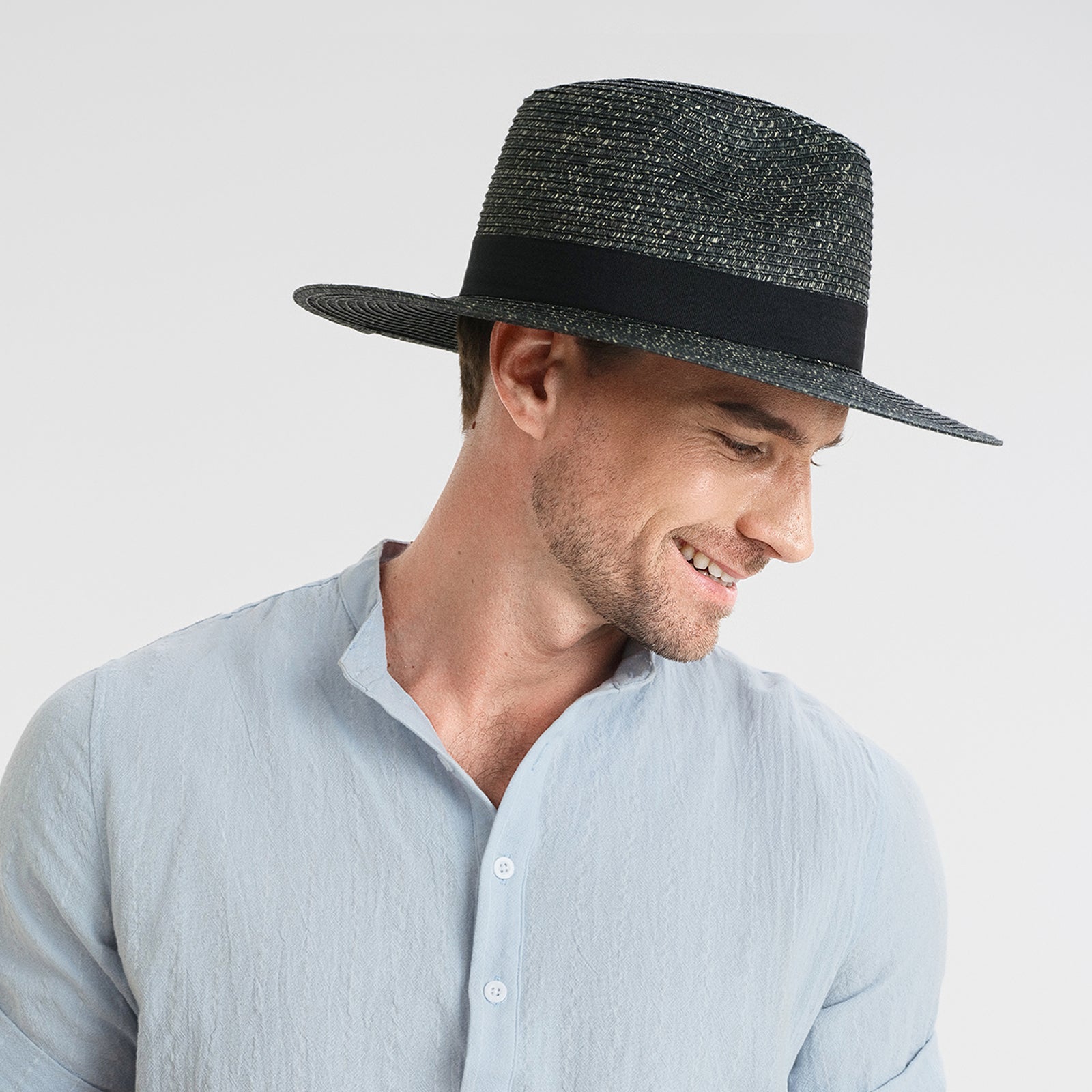Unisex Paper Straw Fedora Hat with Wide Brim and UPF 50+ Sun Protection