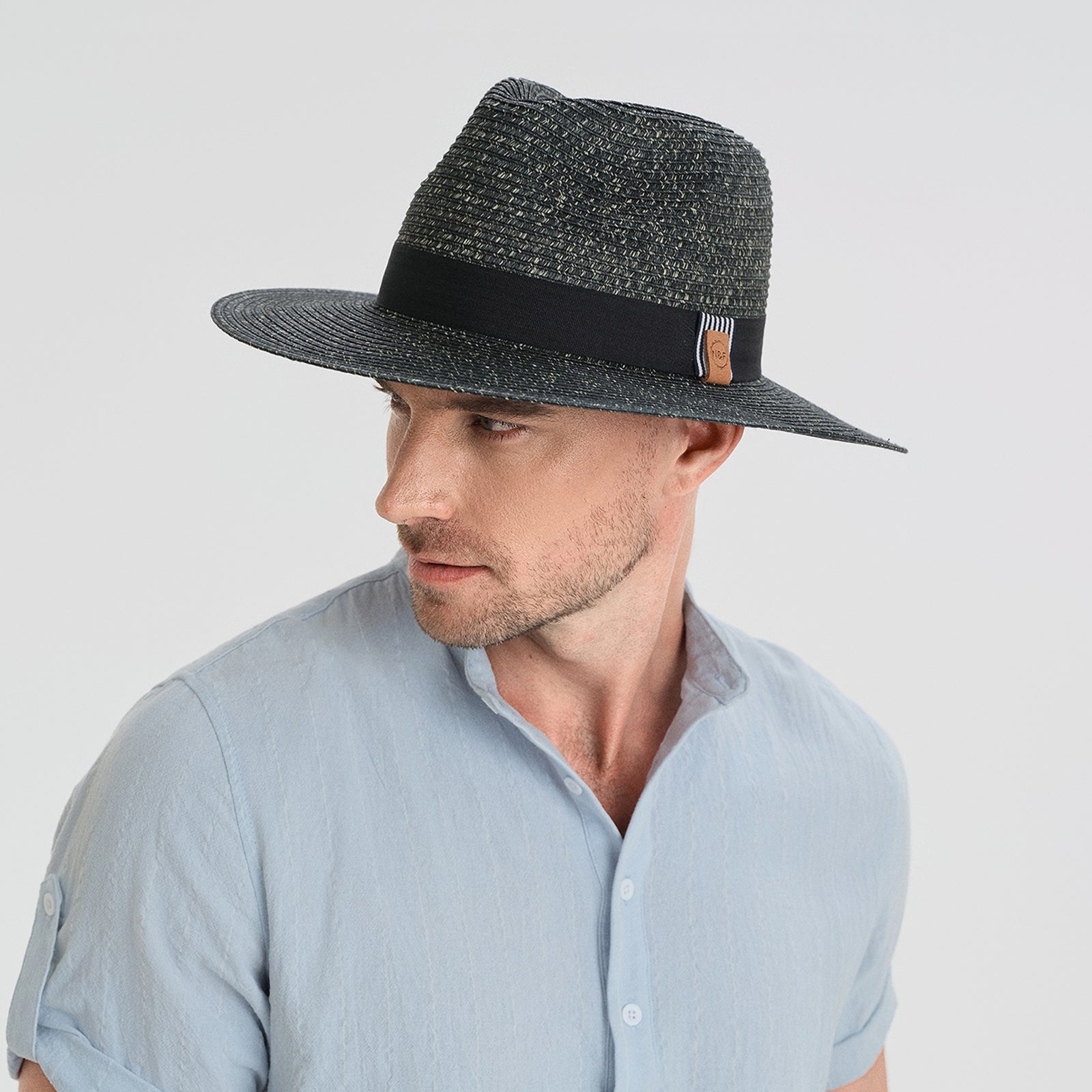 Unisex Paper Straw Fedora Hat with Wide Brim and UPF 50+ Sun Protection