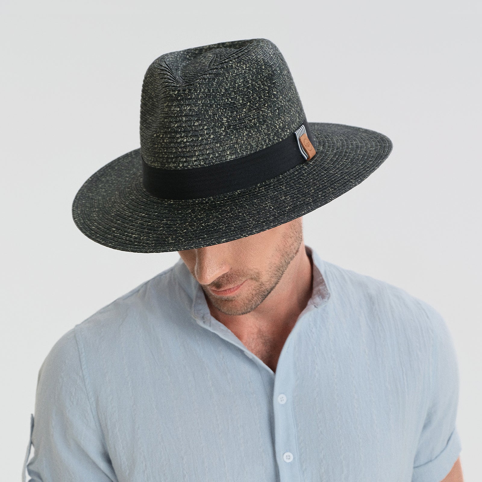 Unisex Paper Straw Fedora Hat with Wide Brim and UPF 50+ Sun Protection