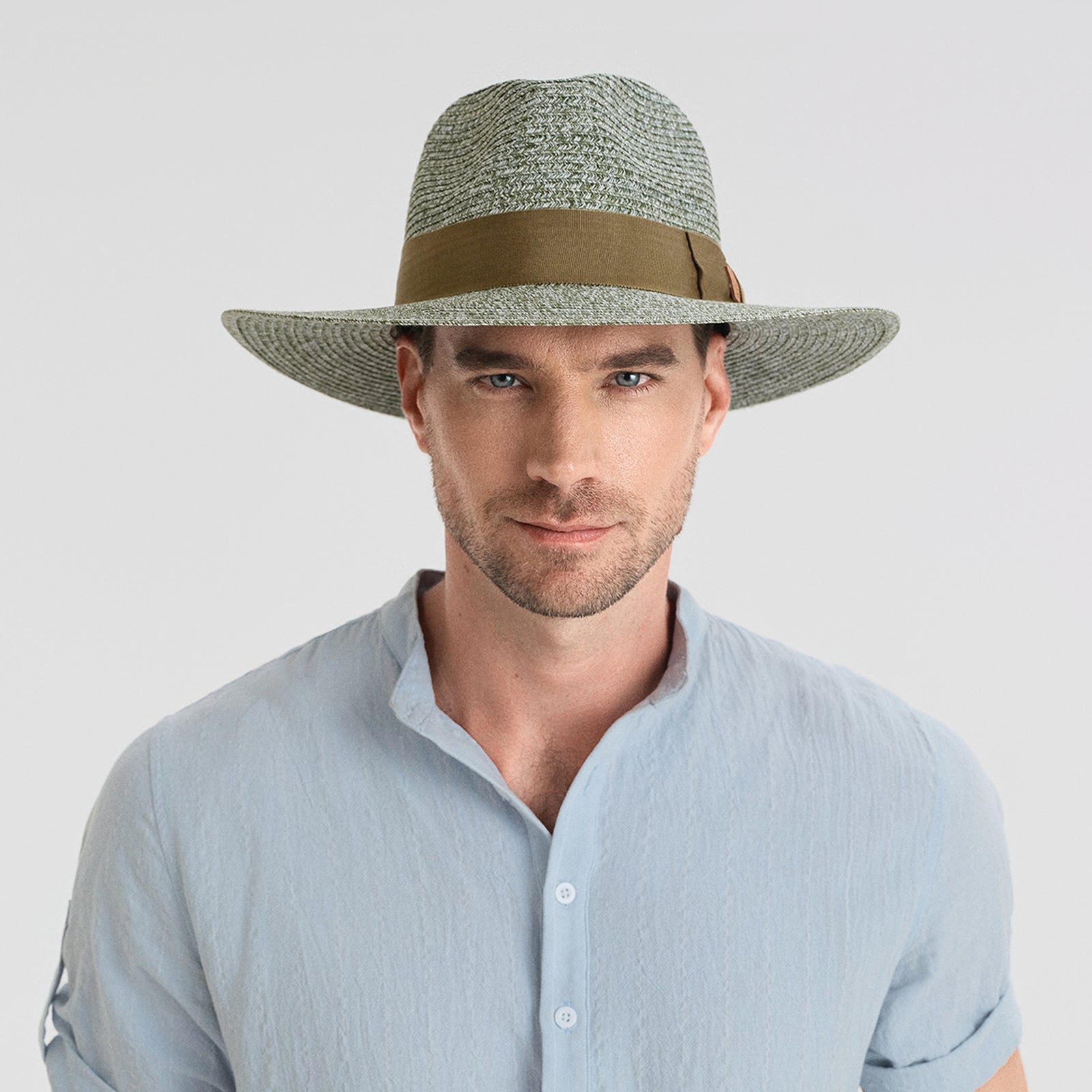 Unisex Paper Straw Fedora Hat with Wide Brim and UPF 50+ Sun Protection