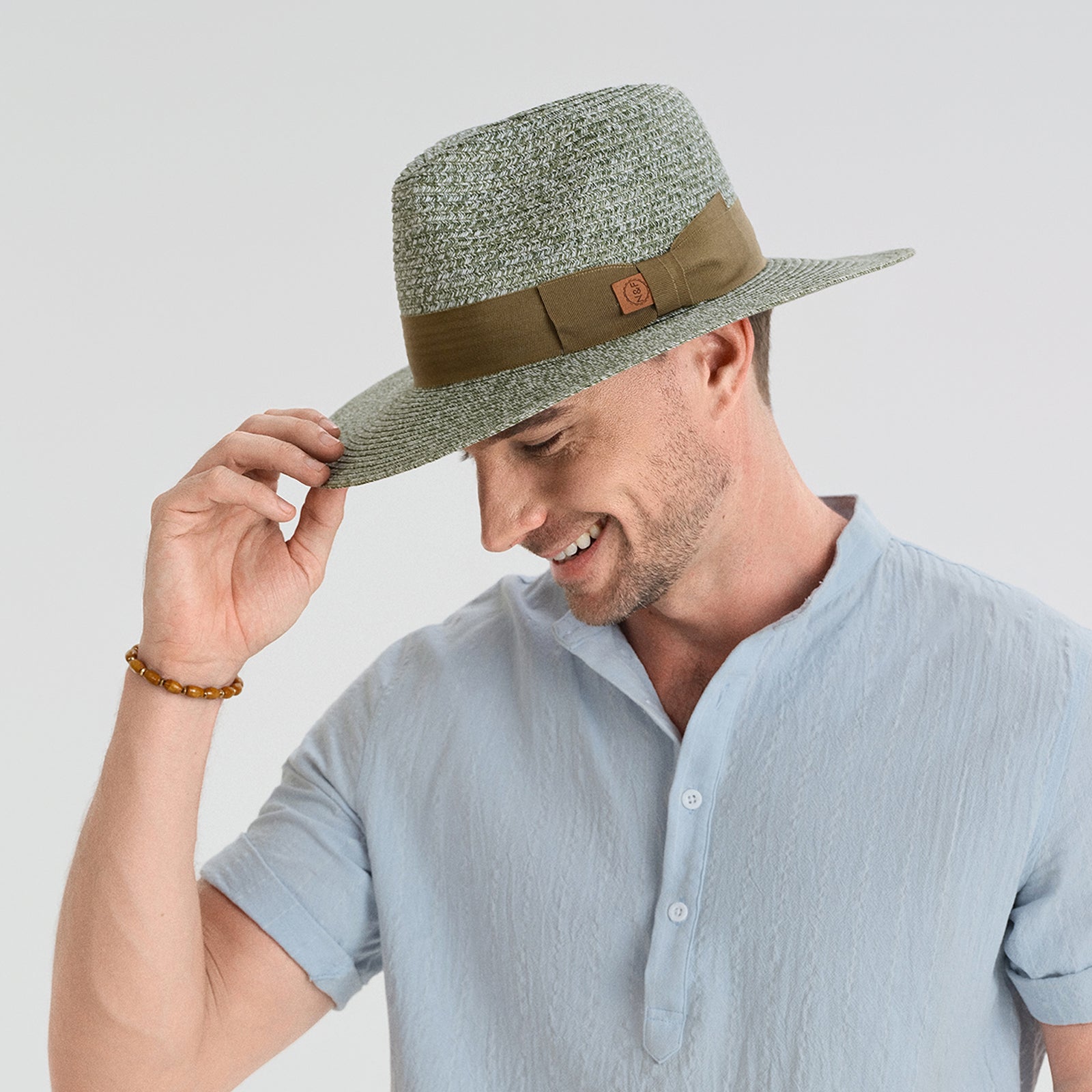 Unisex Paper Straw Fedora Hat with Wide Brim and UPF 50+ Sun Protection