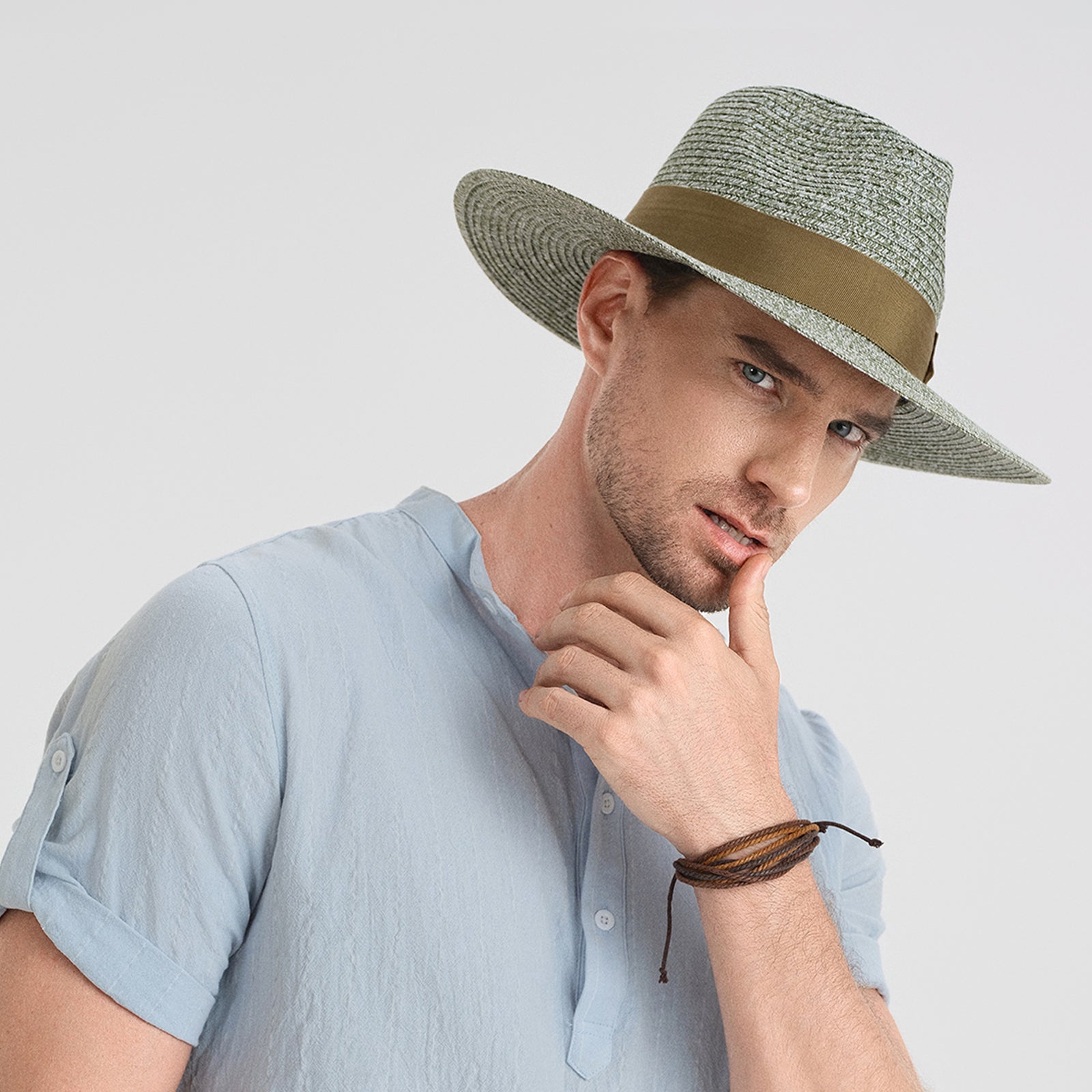 Unisex Paper Straw Fedora Hat with Wide Brim and UPF 50+ Sun Protection