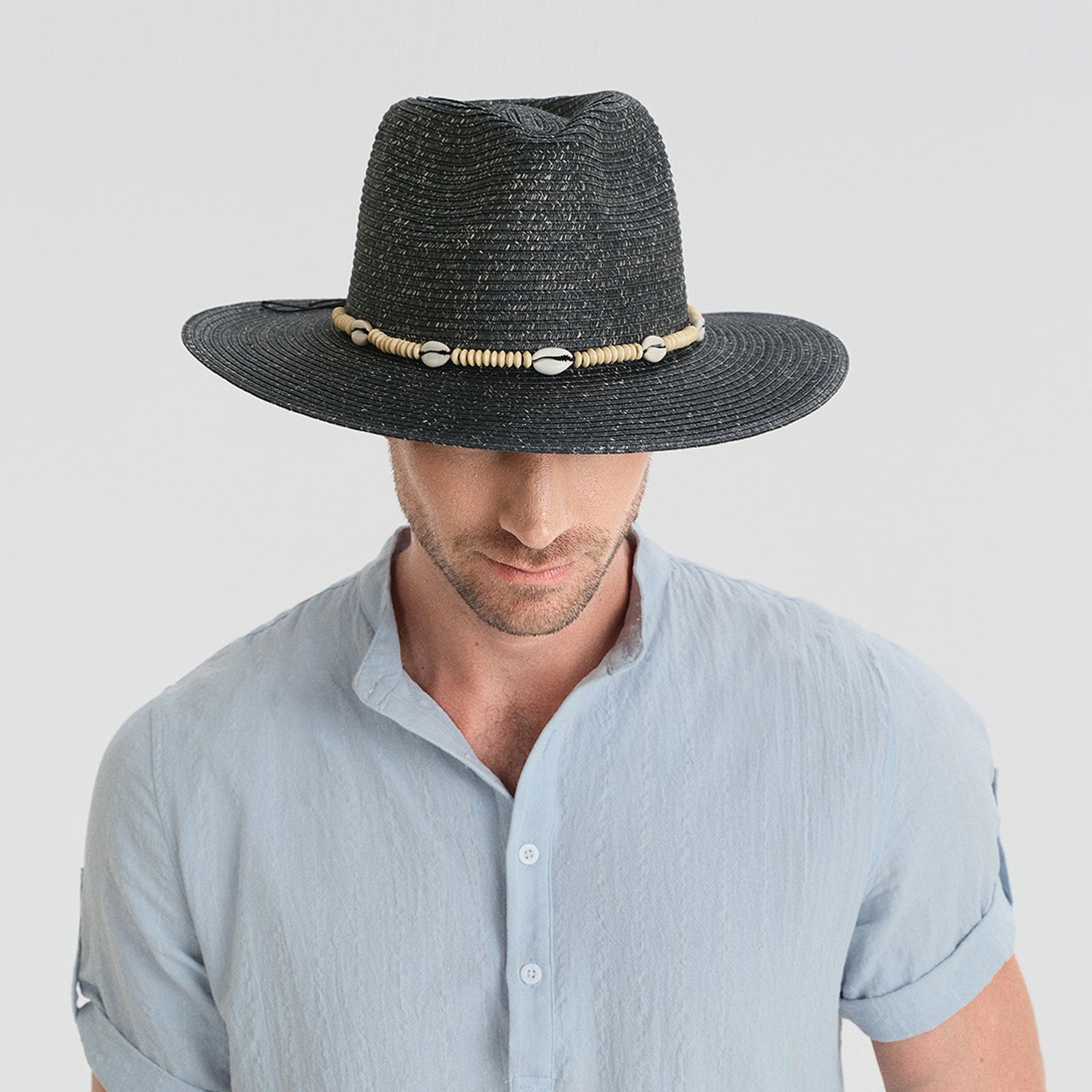 Unisex Paper Straw Fedora Hat with Wide Brim and UPF 50+ Sun Protection