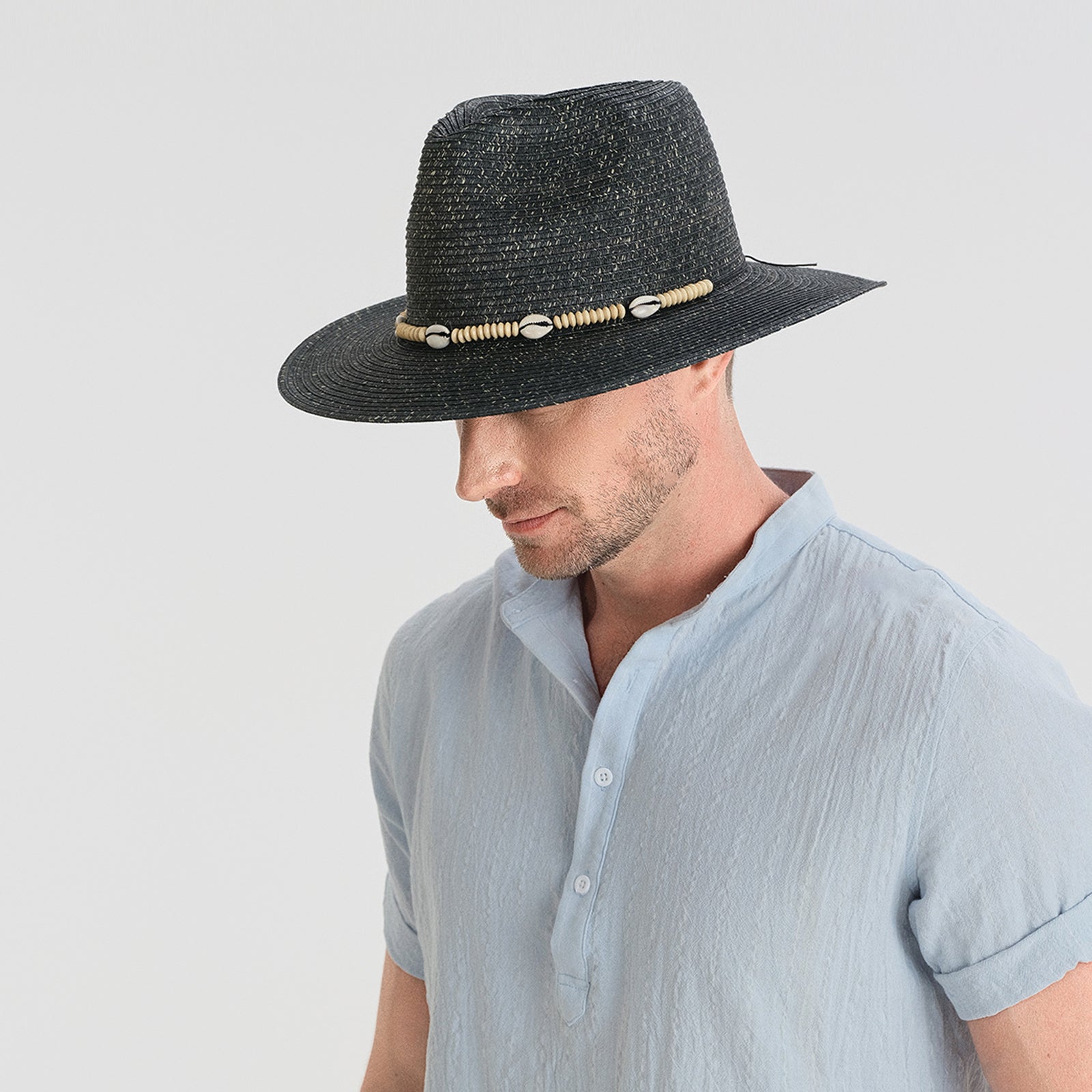 Unisex Paper Straw Fedora Hat with Wide Brim and UPF 50+ Sun Protection