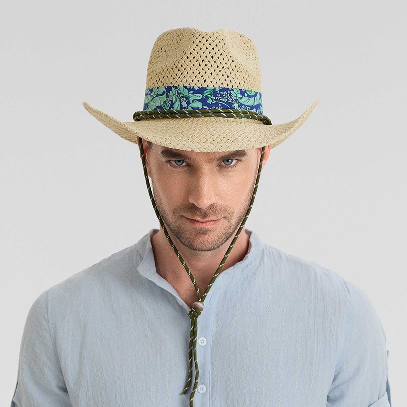 Unisex Paper Straw Fedora Hat with Wide Brim and UPF 50+ Sun Protection