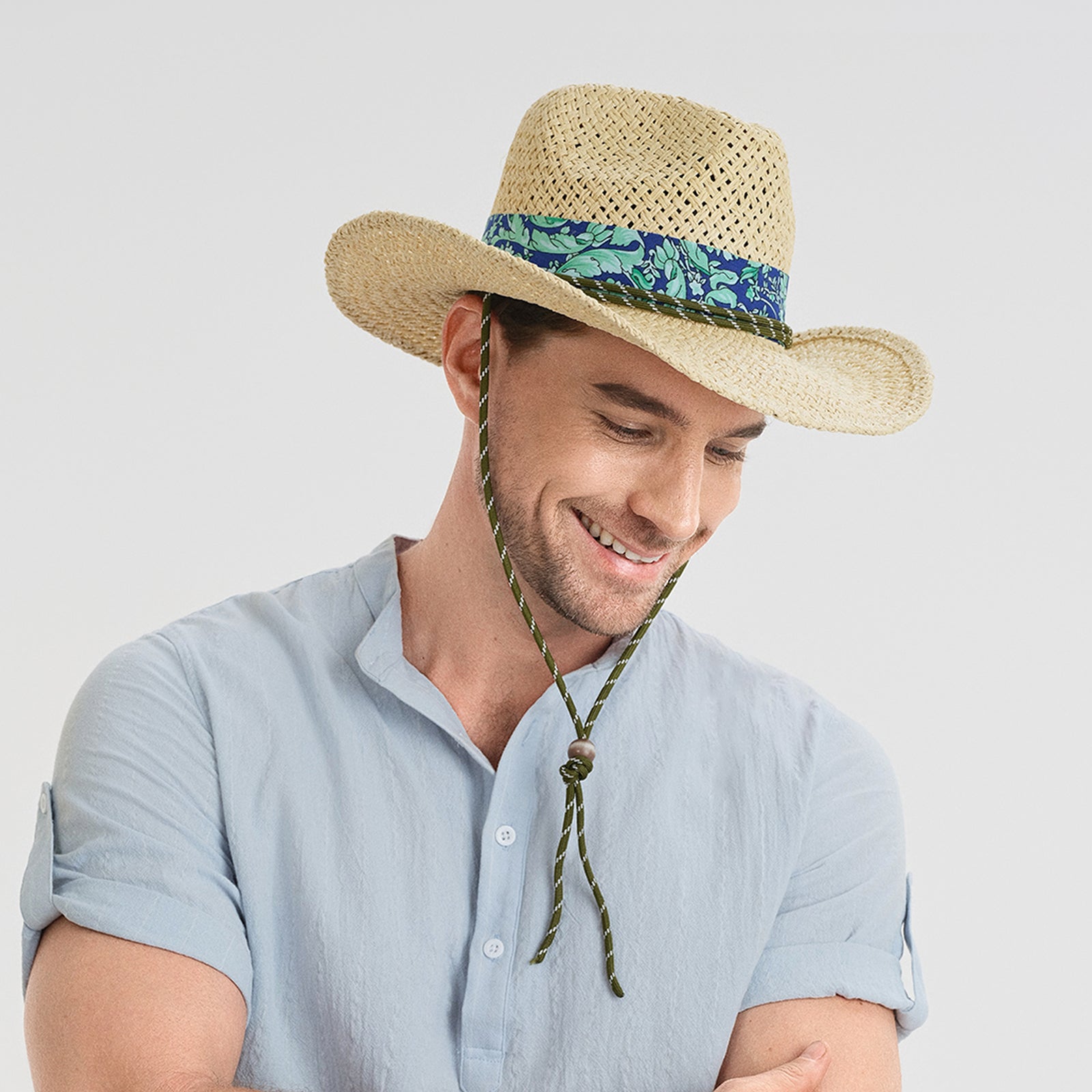 Unisex Paper Straw Fedora Hat with Wide Brim and UPF 50+ Sun Protection