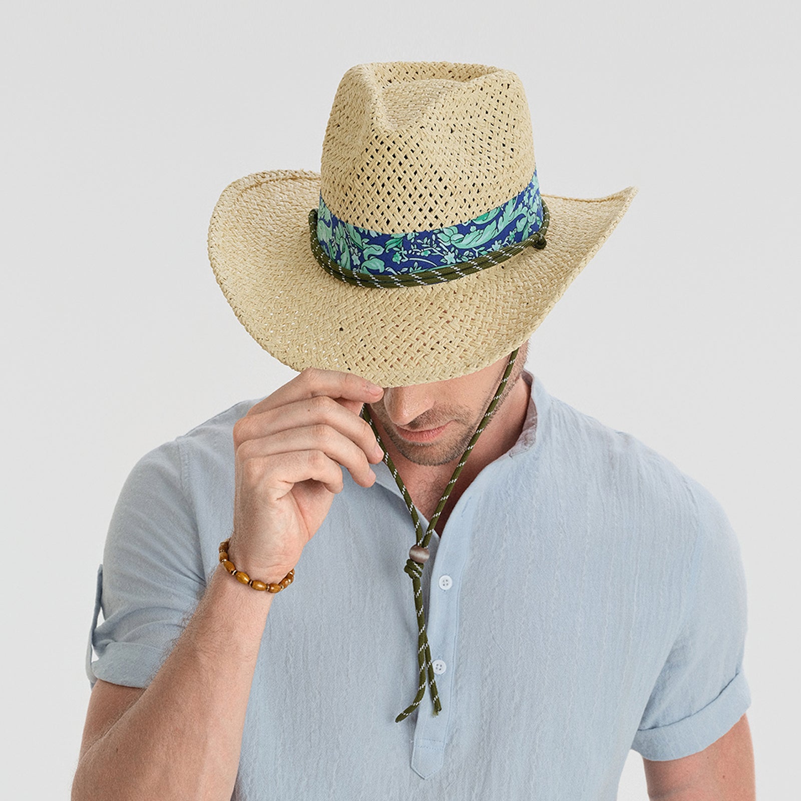 Unisex Paper Straw Fedora Hat with Wide Brim and UPF 50+ Sun Protection