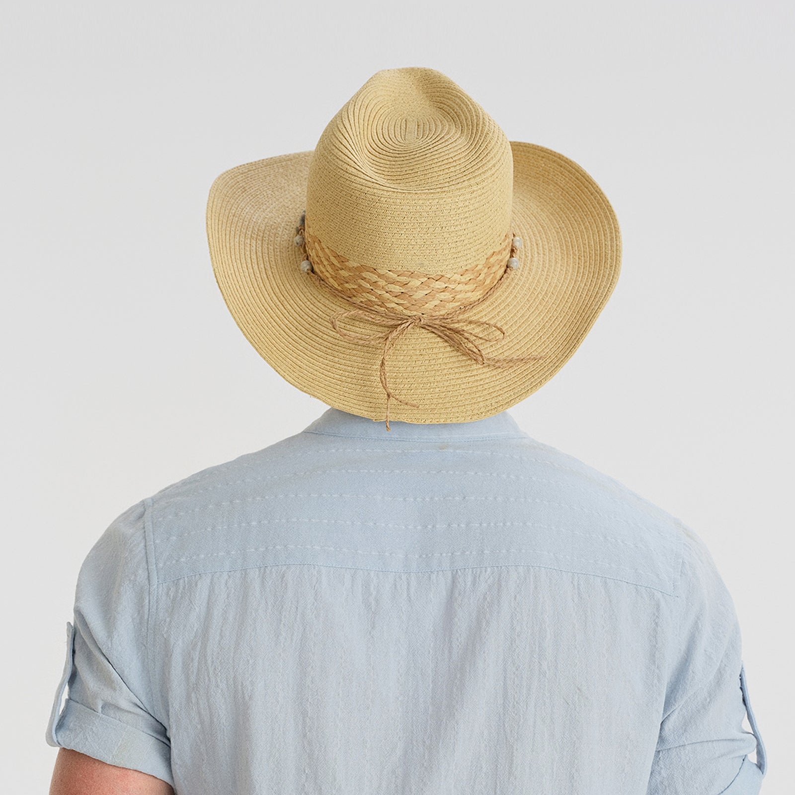 Unisex Paper Straw Fedora Hat with Wide Brim and UPF 50+ Sun Protection