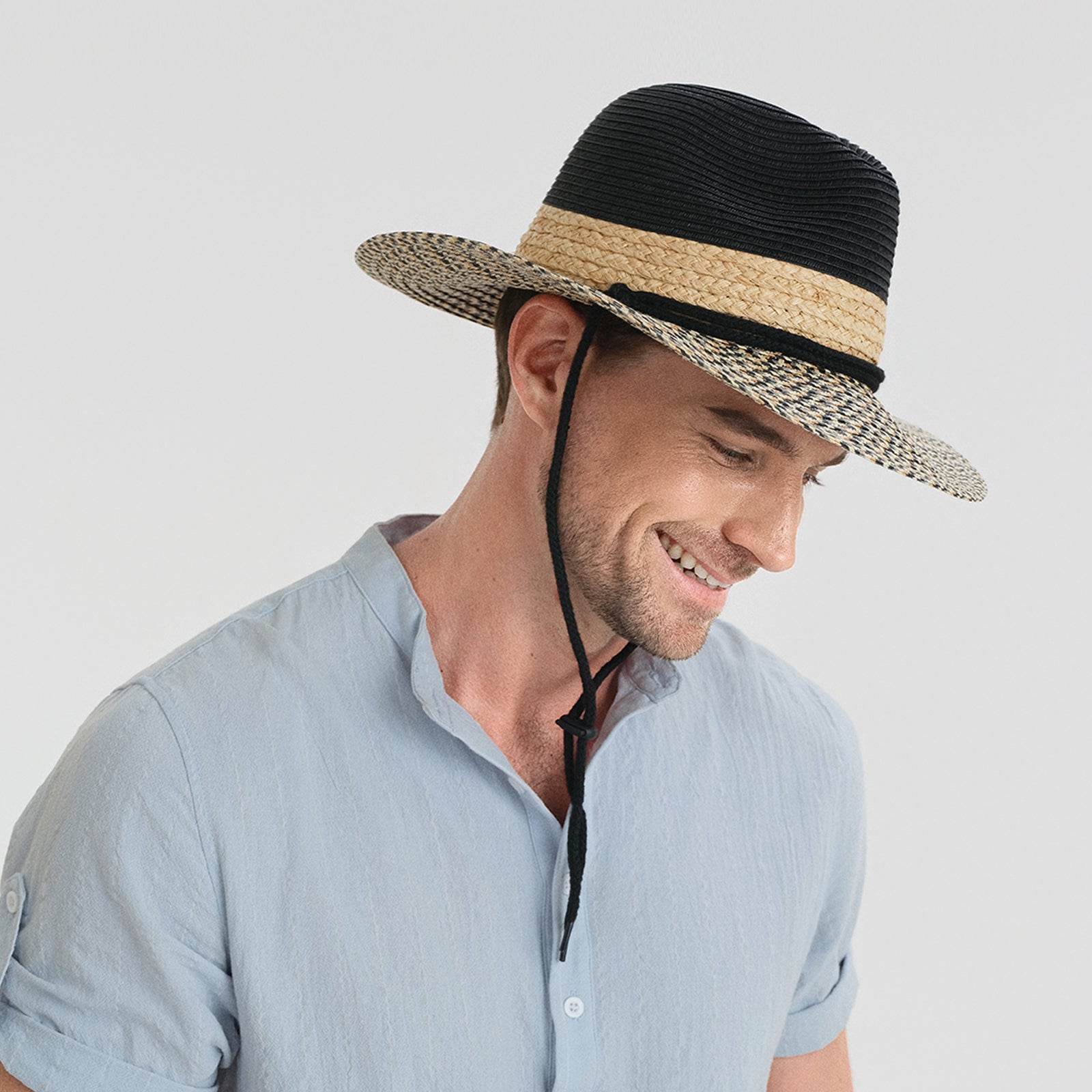 Unisex Paper Straw Fedora Hat with Wide Brim and UPF 50+ Sun Protection