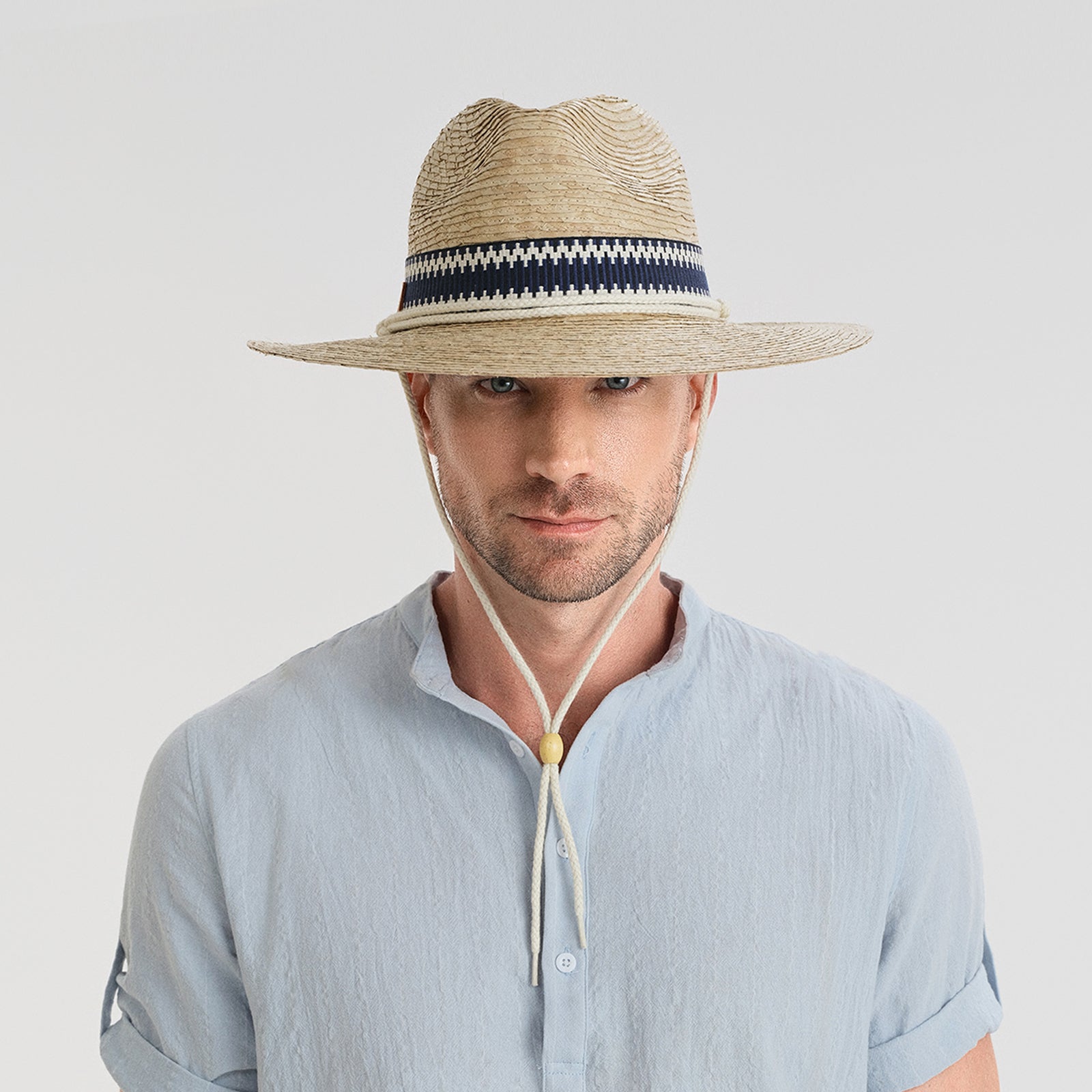 Unisex Palm Leaf Fedora Hat with Wide Brim and UPF 50+ Sun Protection