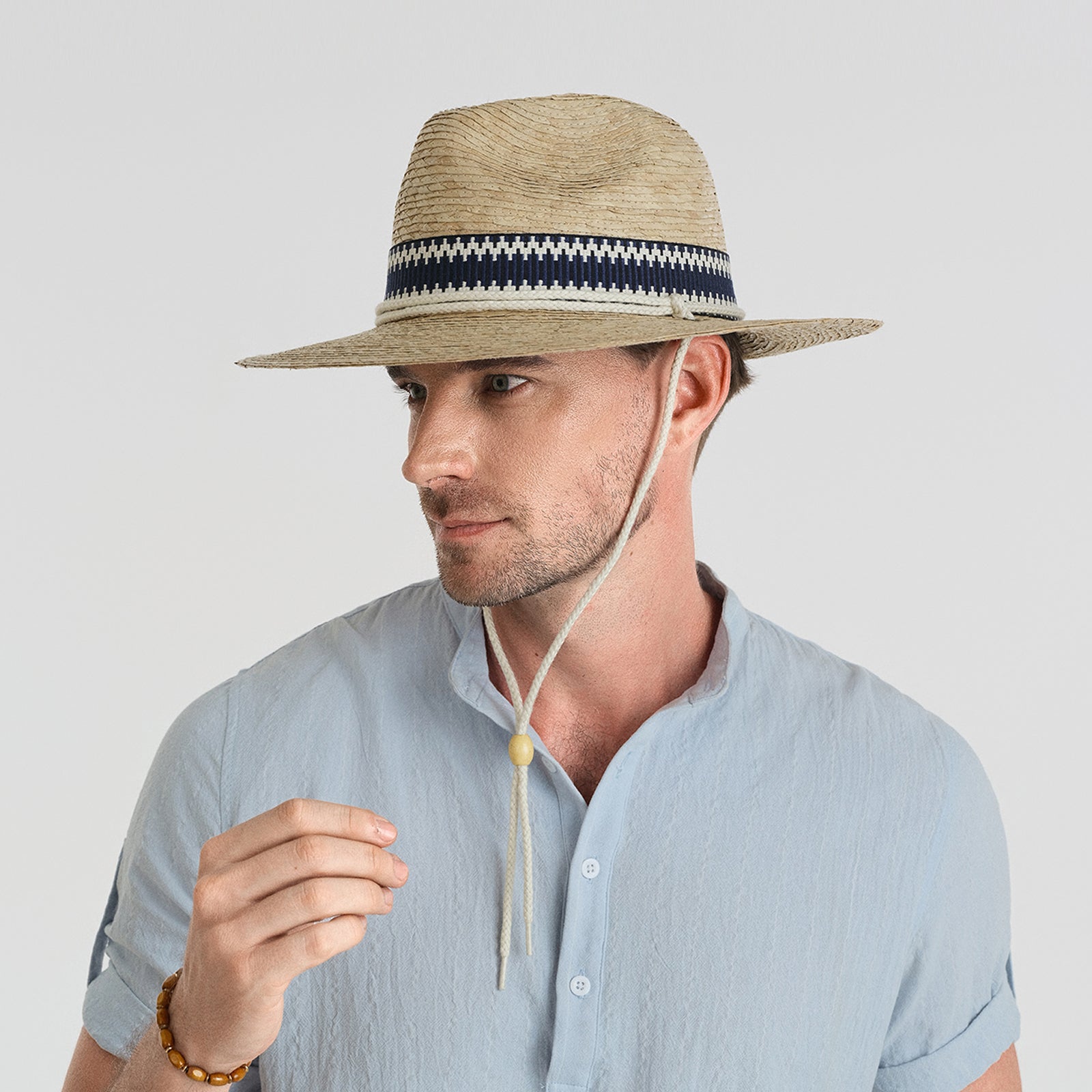 Unisex Palm Leaf Fedora Hat with Wide Brim and UPF 50+ Sun Protection