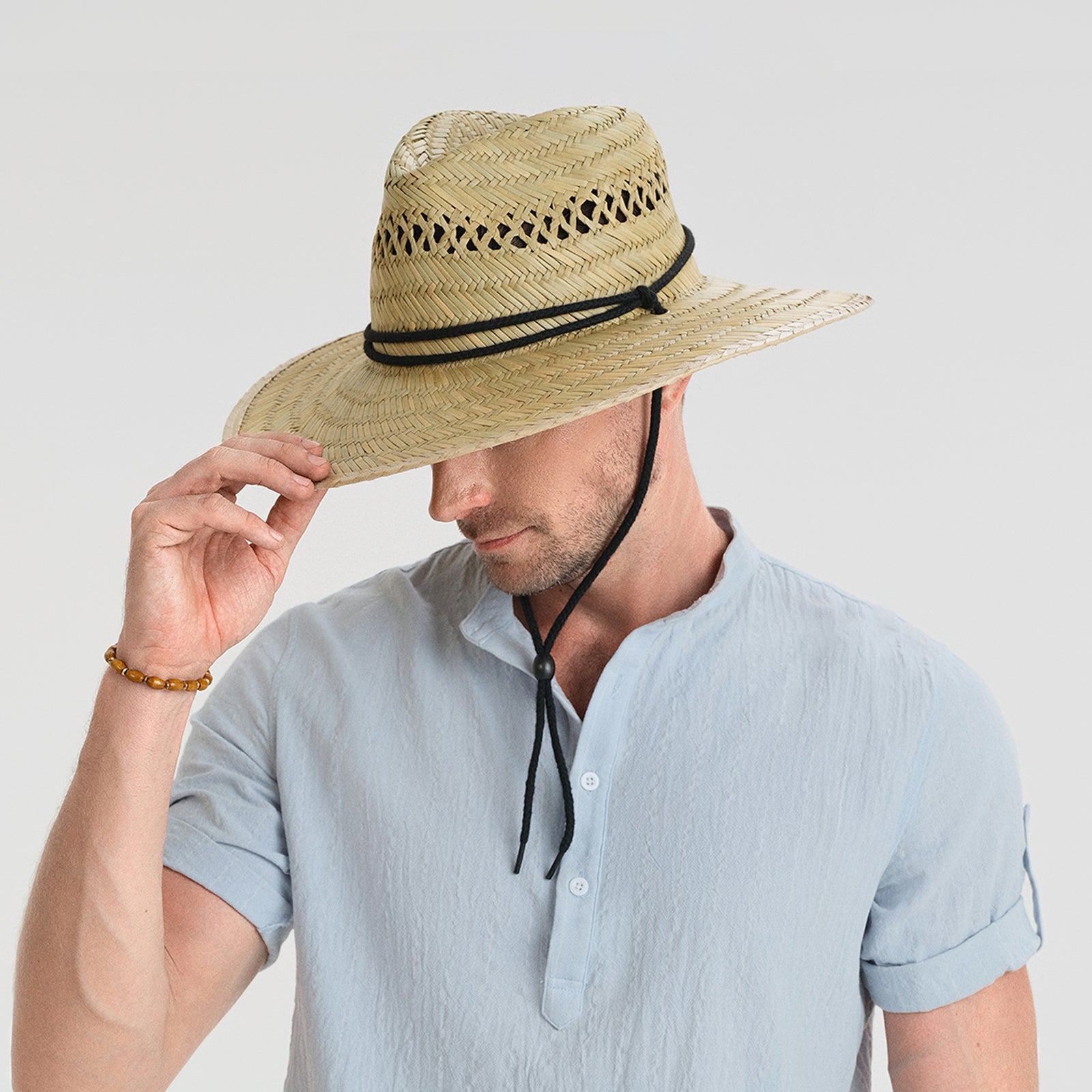 Unisex Seagrass Fedora Hat with Wide Brim and UPF 50+ Sun Protection
