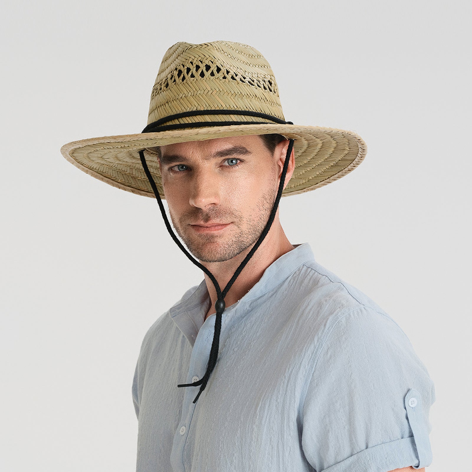 Unisex Seagrass Fedora Hat with Wide Brim and UPF 50+ Sun Protection