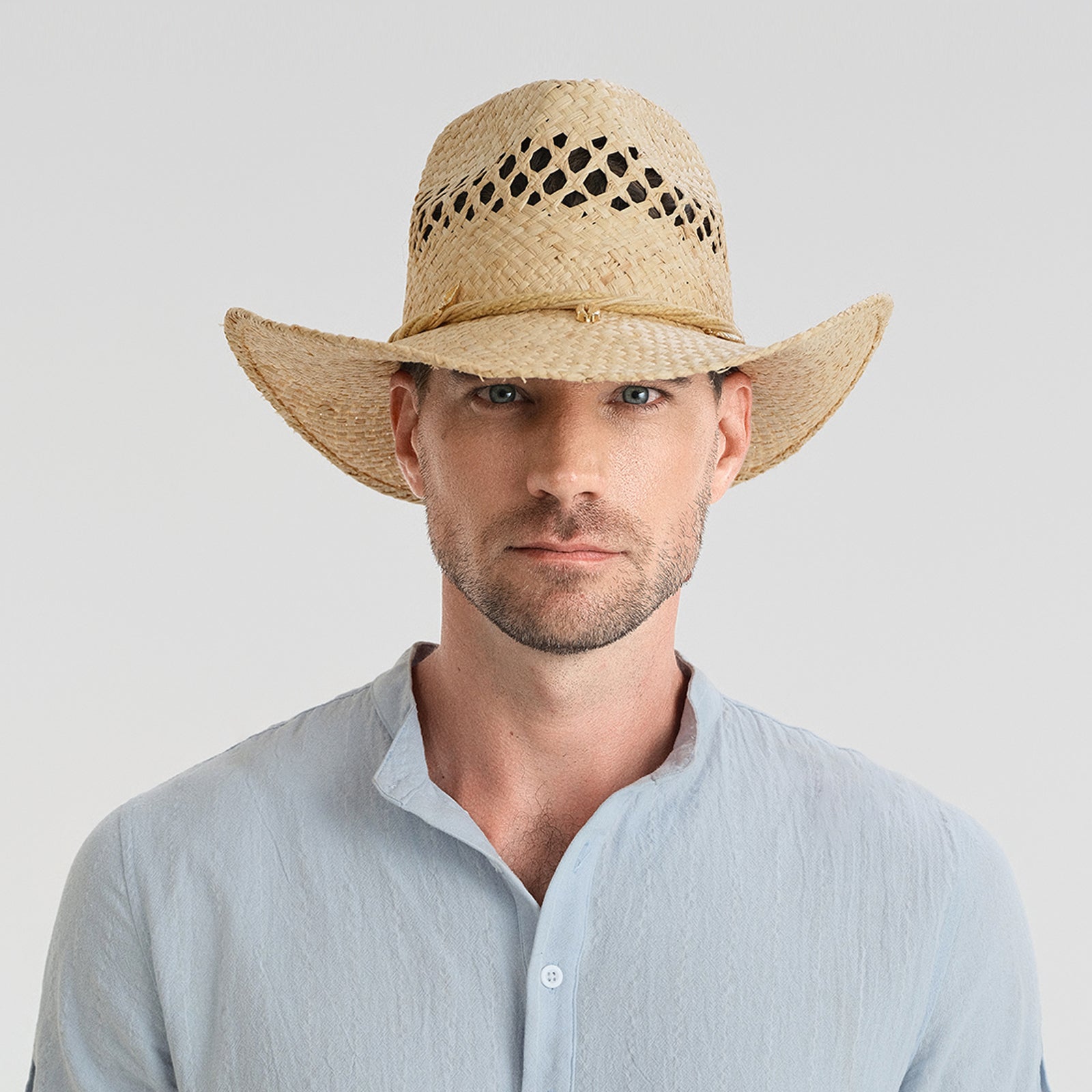 Unisex Raffia Fedora Hat with Wide Brim and UPF 50+ Sun Protection