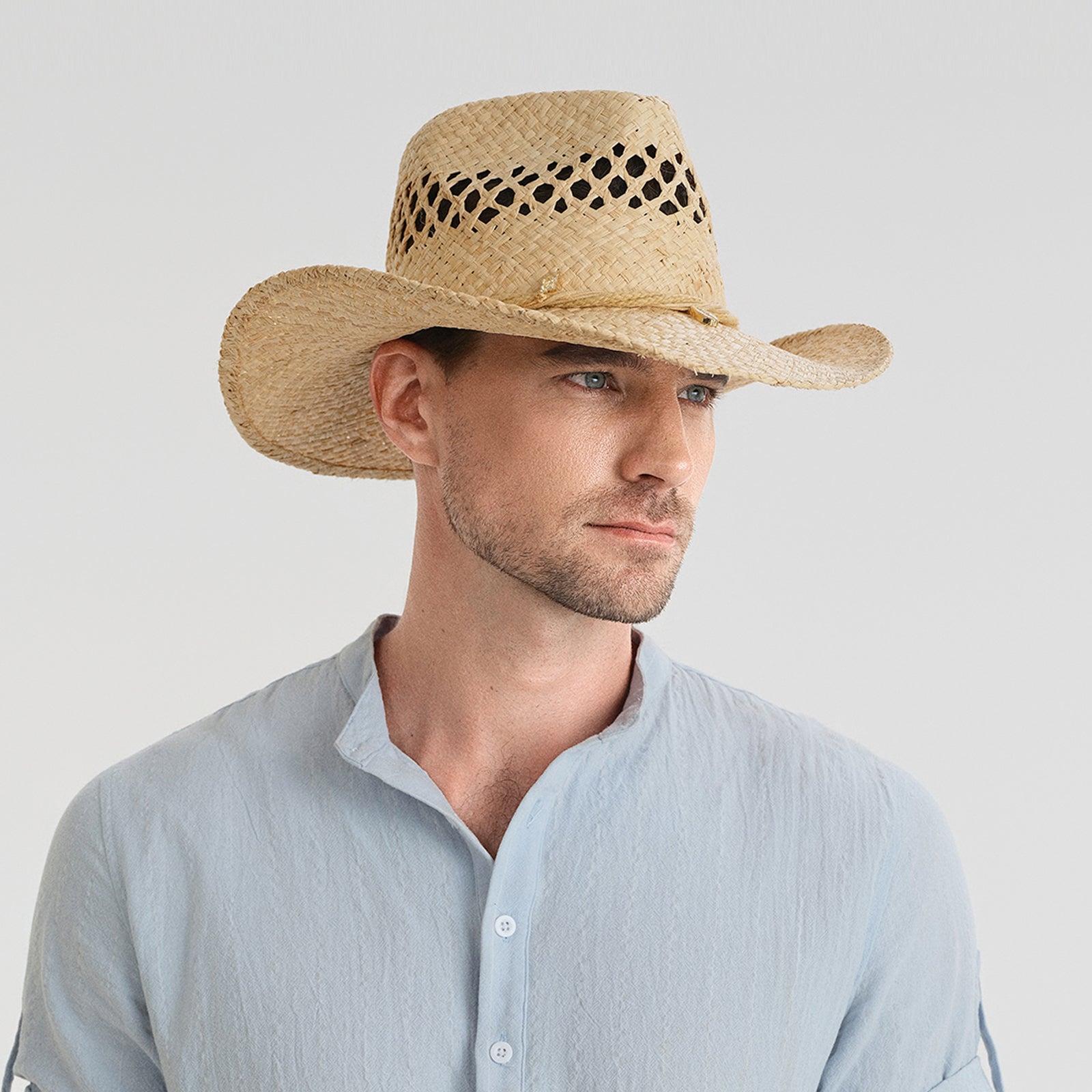 Unisex Raffia Fedora Hat with Wide Brim and UPF 50+ Sun Protection