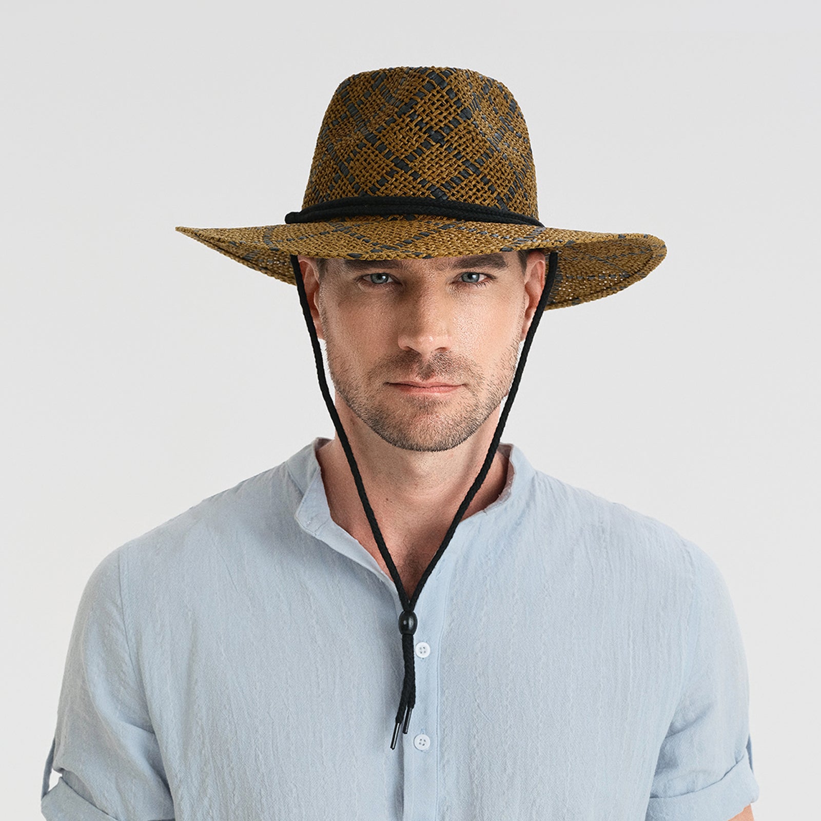 Unisex Paper Straw Fedora Hat with Wide Brim and UPF 50+ Sun Protection