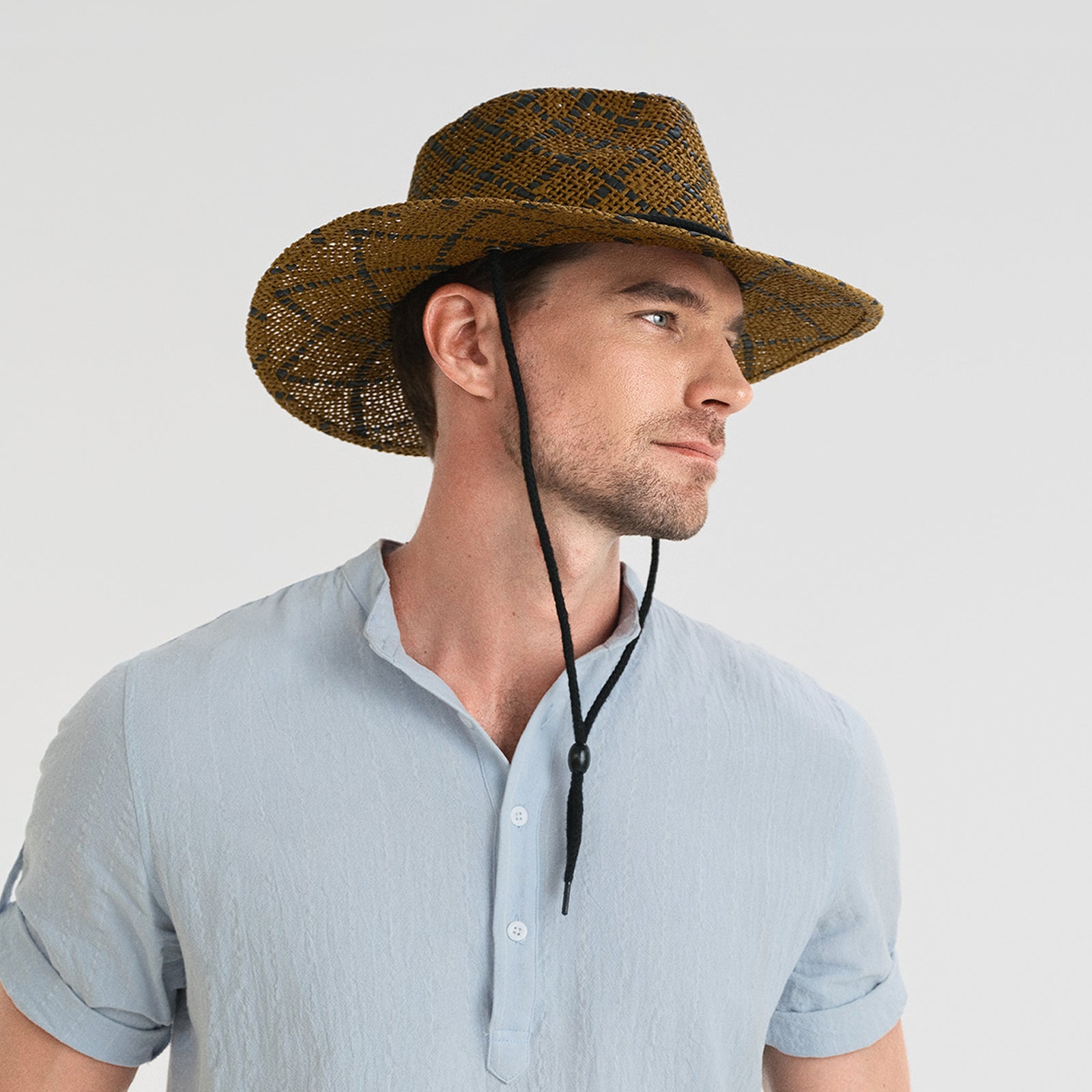 Unisex Paper Straw Fedora Hat with Wide Brim and UPF 50+ Sun Protection