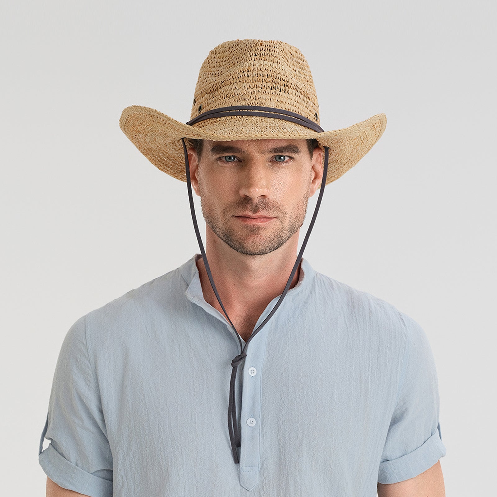 Unisex Raffia Fedora Hat with Wide Brim and UPF 50+ Sun Protection