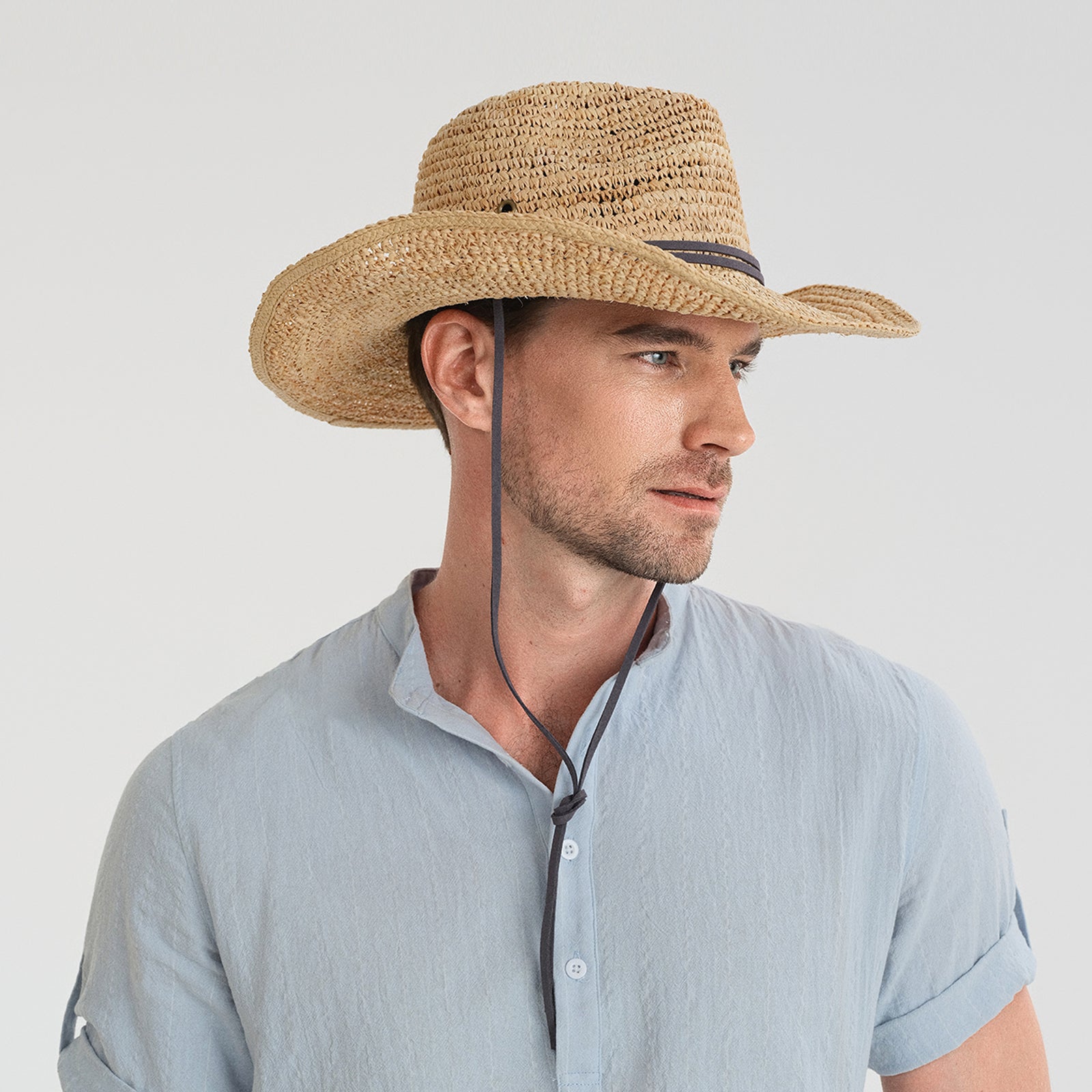 Unisex Raffia Fedora Hat with Wide Brim and UPF 50+ Sun Protection