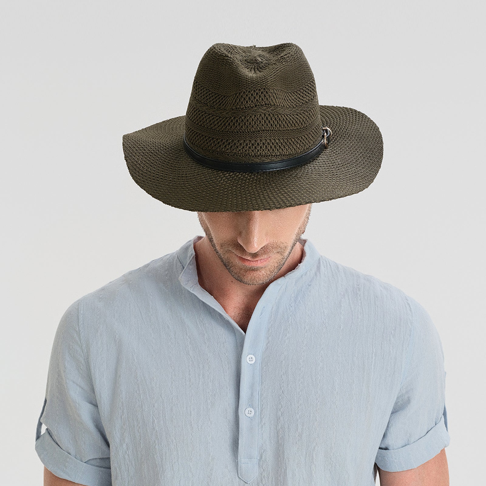 Unisex Polyester Fedora Hat with Wide Brim and UPF 50+ Sun Protection