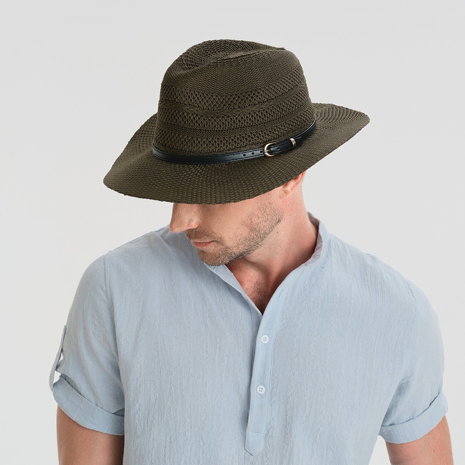 Unisex Polyester Fedora Hat with Wide Brim and UPF 50+ Sun Protection