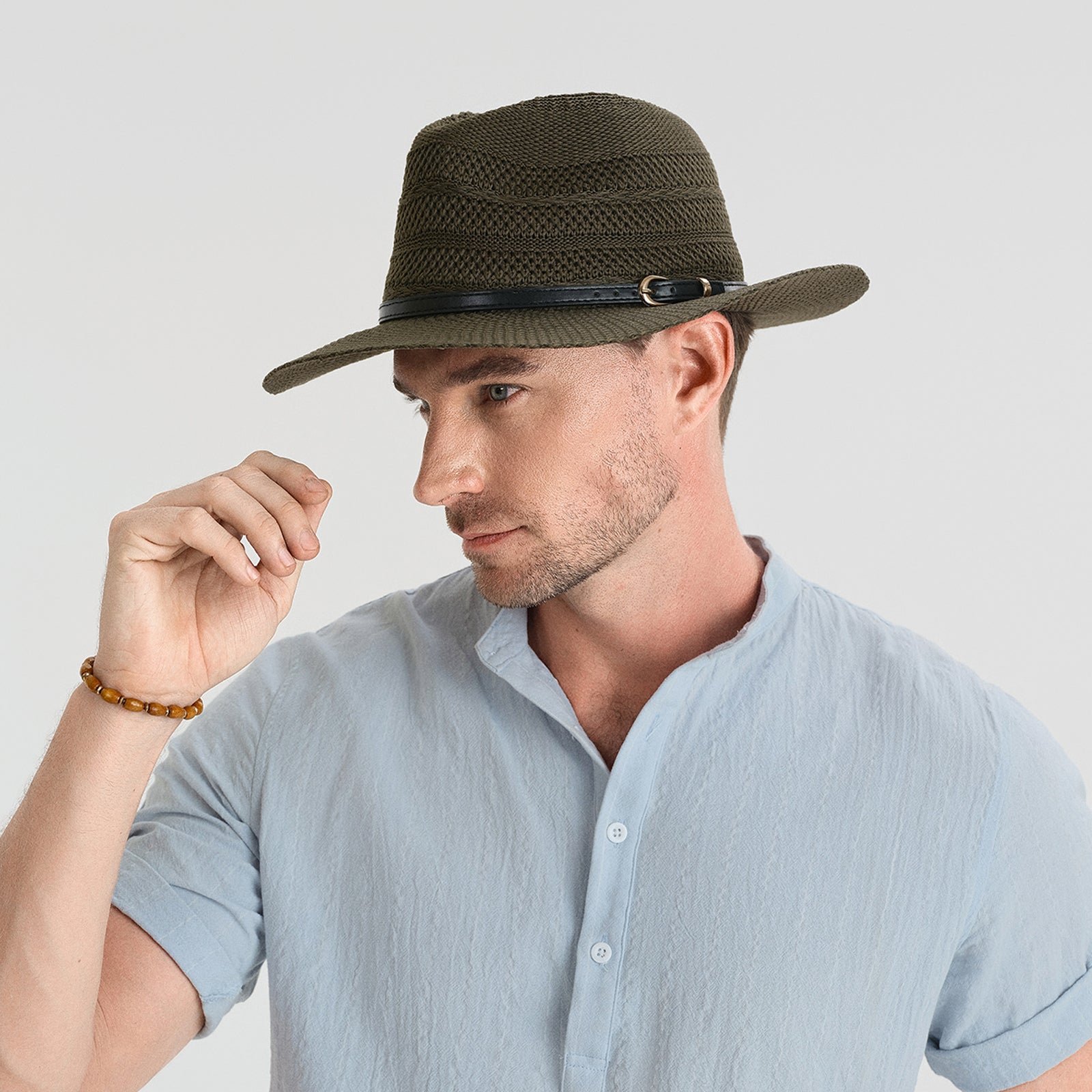 Unisex Polyester Fedora Hat with Wide Brim and UPF 50+ Sun Protection