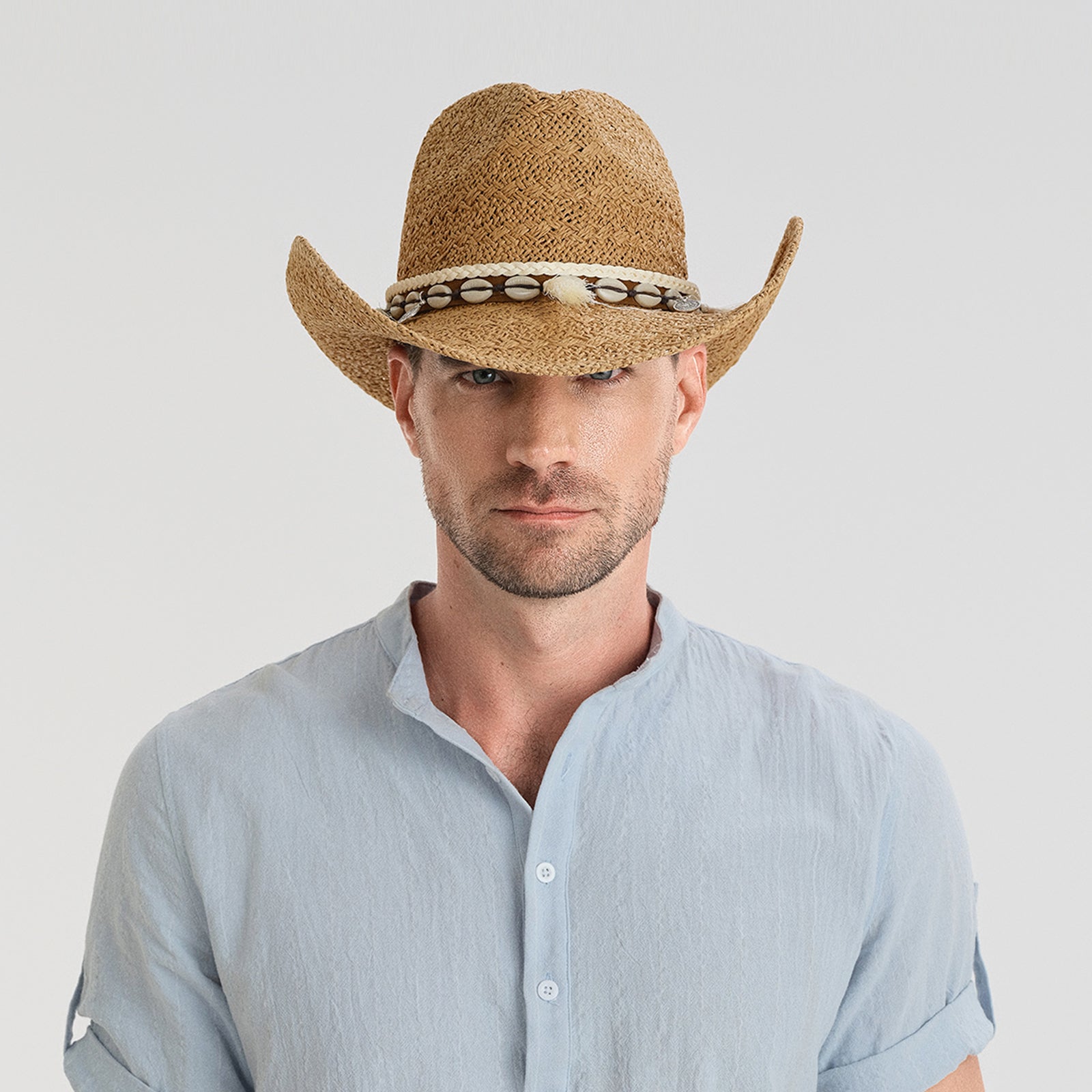 Unisex Paper Straw Fedora Hat with Wide Brim and UPF 50+ Sun Protection