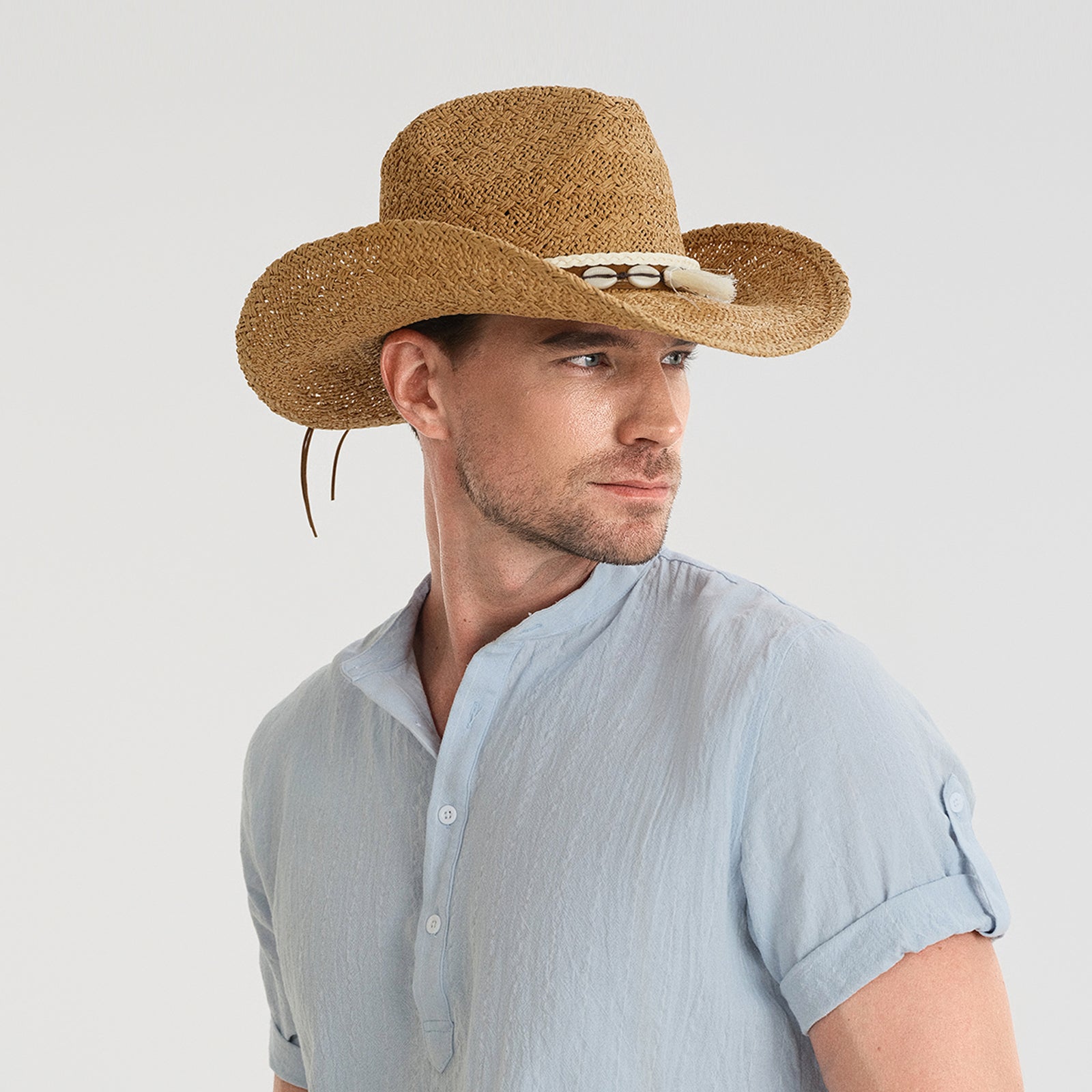 Unisex Paper Straw Fedora Hat with Wide Brim and UPF 50+ Sun Protection