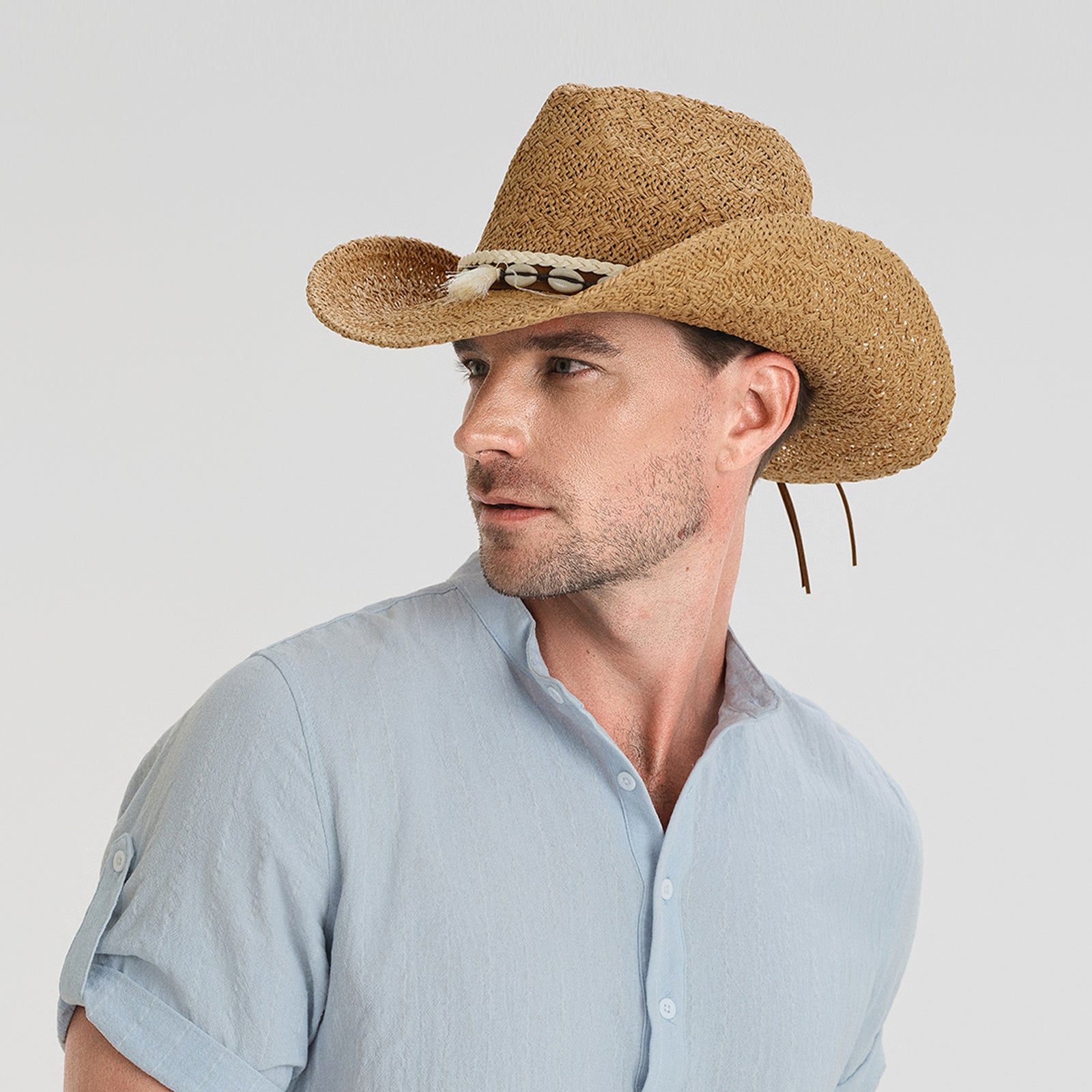 Unisex Paper Straw Fedora Hat with Wide Brim and UPF 50+ Sun Protection