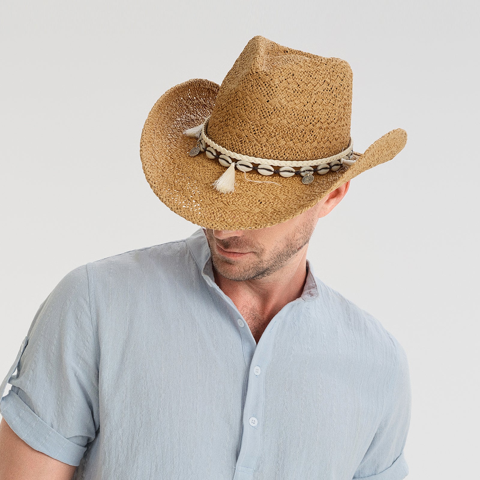 Unisex Paper Straw Fedora Hat with Wide Brim and UPF 50+ Sun Protection