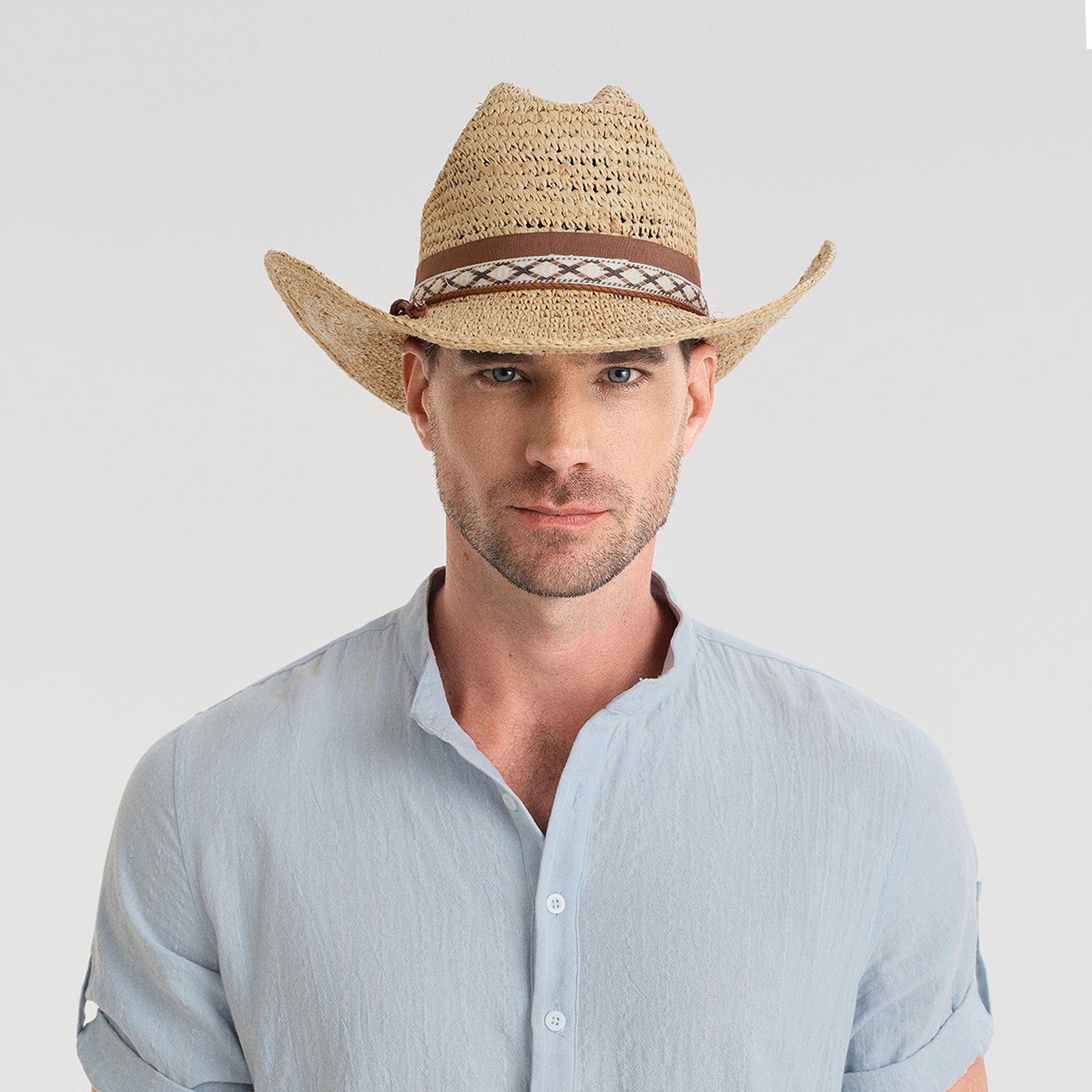 Unisex Raffia Fedora Hat with Wide Brim and UPF 50+ Sun Protection