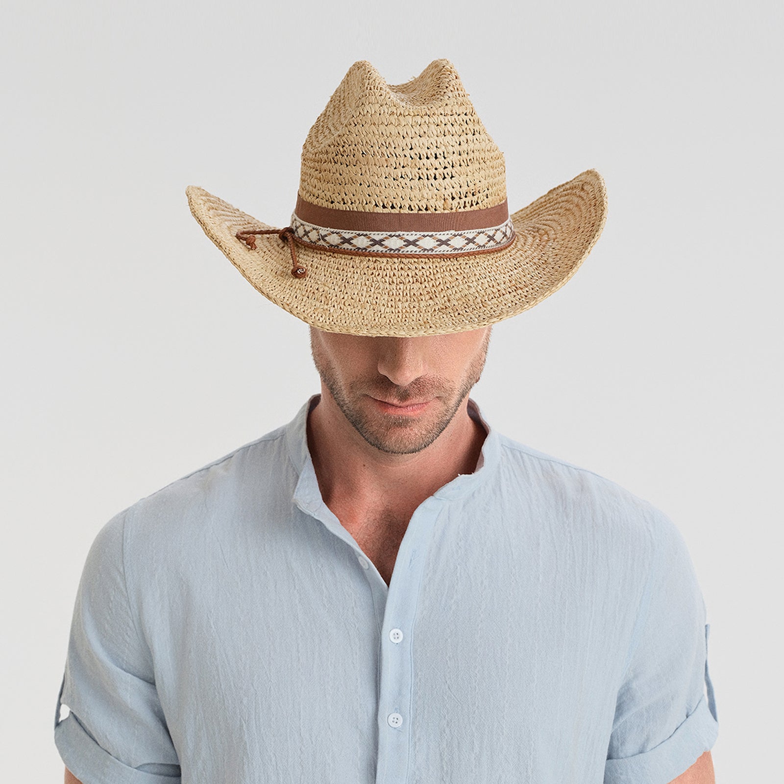 Unisex Raffia Fedora Hat with Wide Brim and UPF 50+ Sun Protection