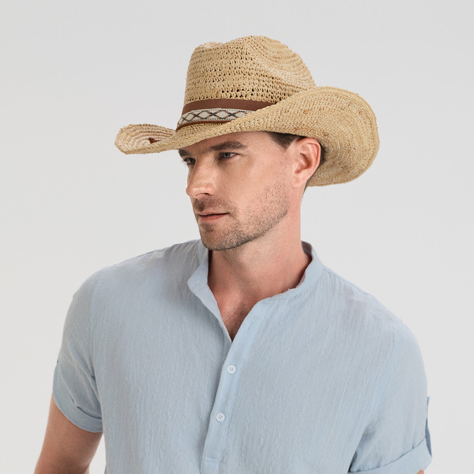 Unisex Raffia Fedora Hat with Wide Brim and UPF 50+ Sun Protection