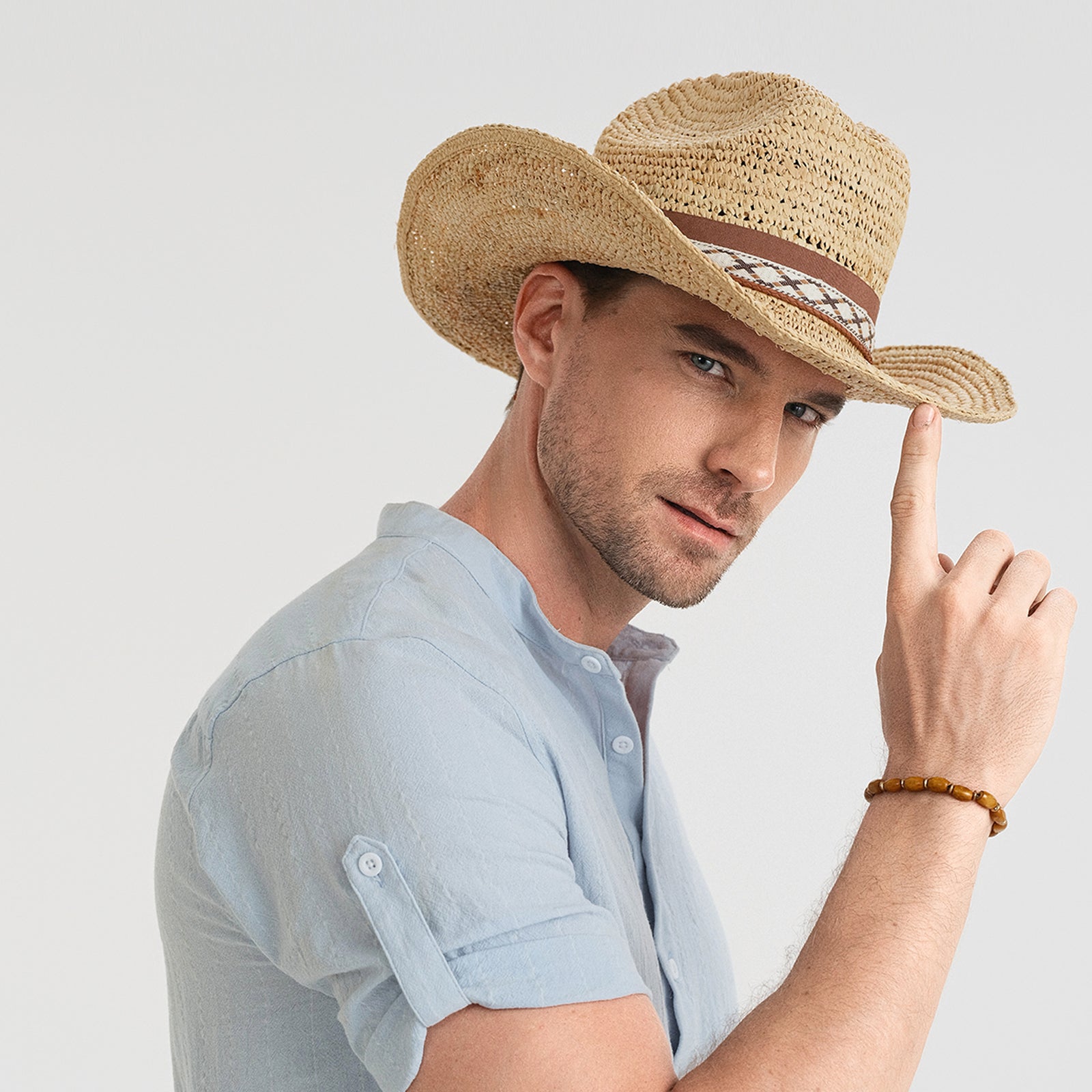 Unisex Raffia Fedora Hat with Wide Brim and UPF 50+ Sun Protection