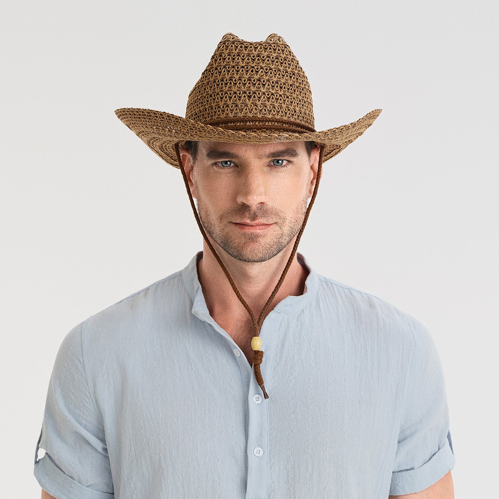 Unisex Paper Straw Fedora Hat with Wide Brim and UPF 50+ Sun Protection