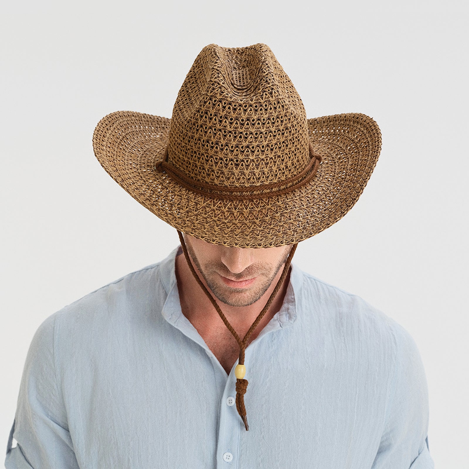 Unisex Paper Straw Fedora Hat with Wide Brim and UPF 50+ Sun Protection