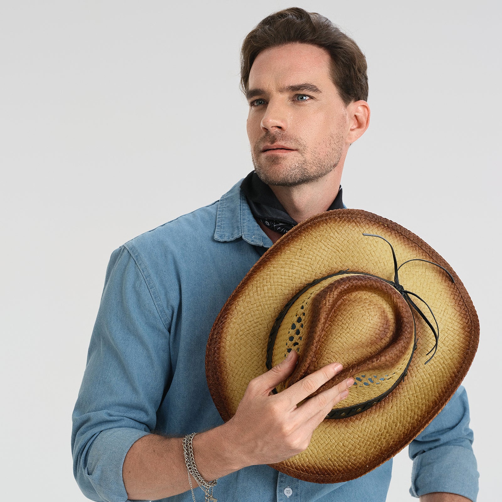 Unisex Paper Straw Fedora Hat with Wide Brim and UPF 50+ Sun Protection