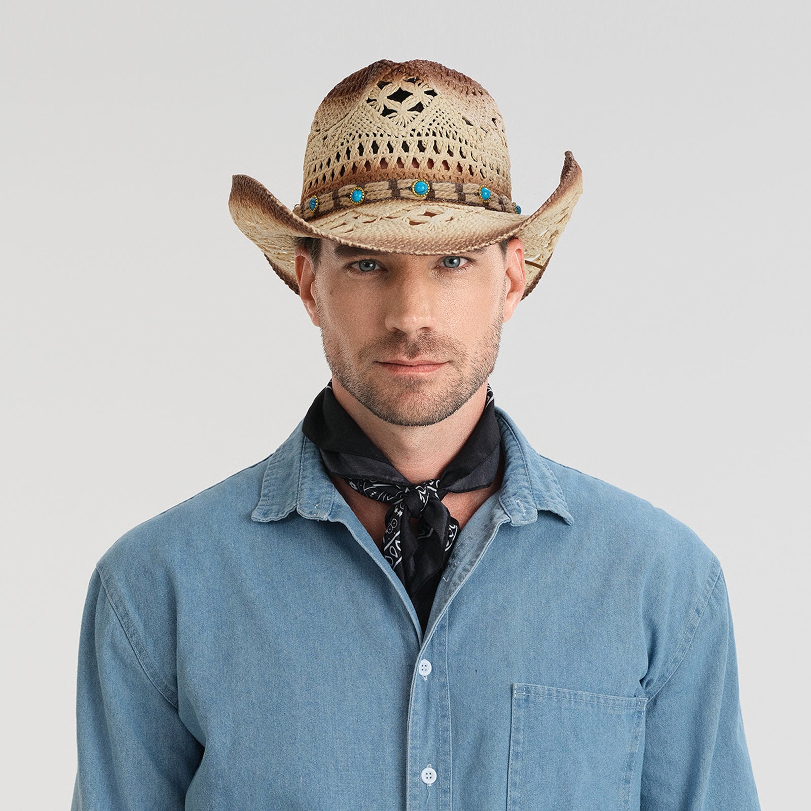 Unisex Paper Straw Fedora Hat with Wide Brim and UPF 50+ Sun Protection