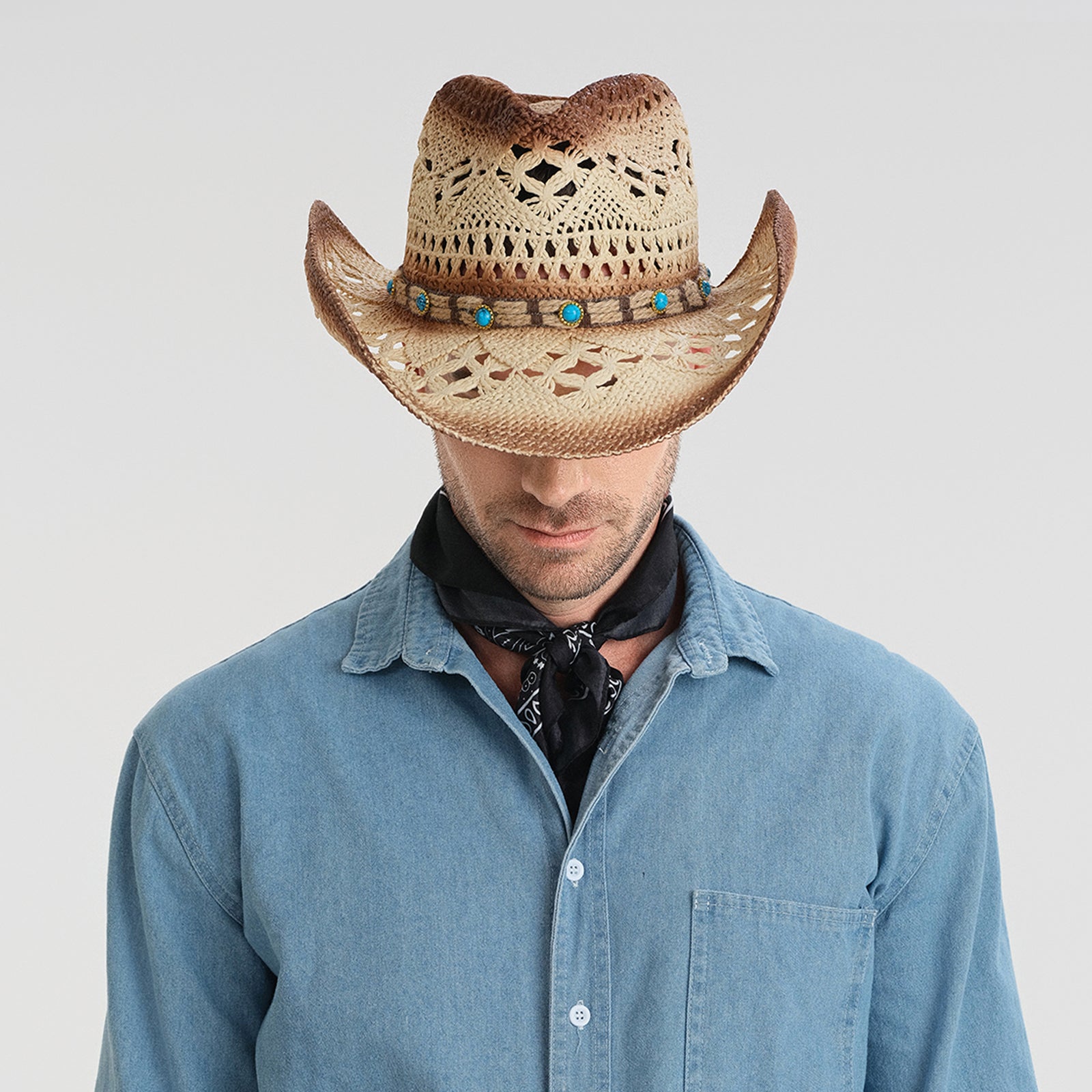 Unisex Paper Straw Fedora Hat with Wide Brim and UPF 50+ Sun Protection