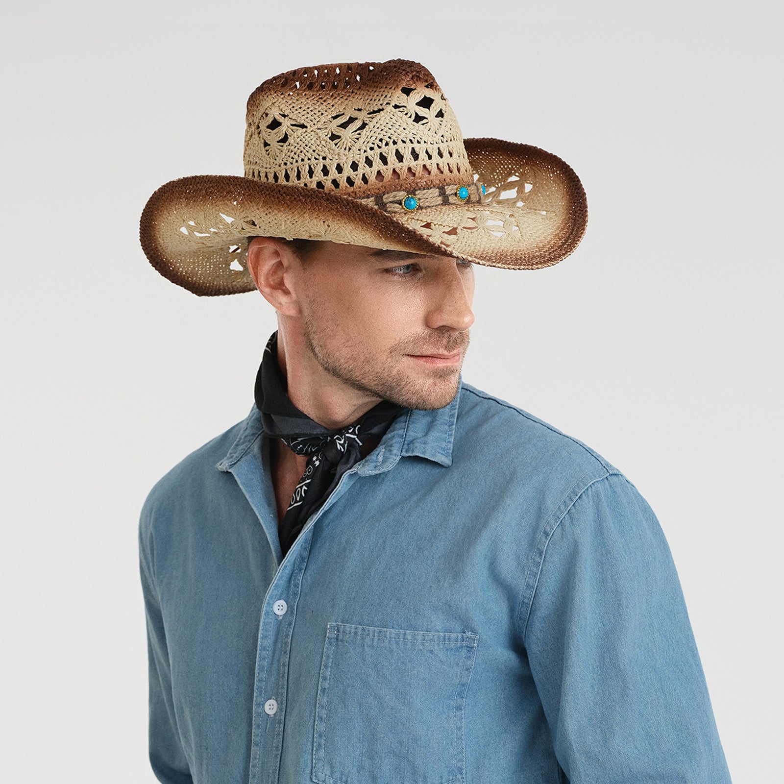 Unisex Paper Straw Fedora Hat with Wide Brim and UPF 50+ Sun Protection