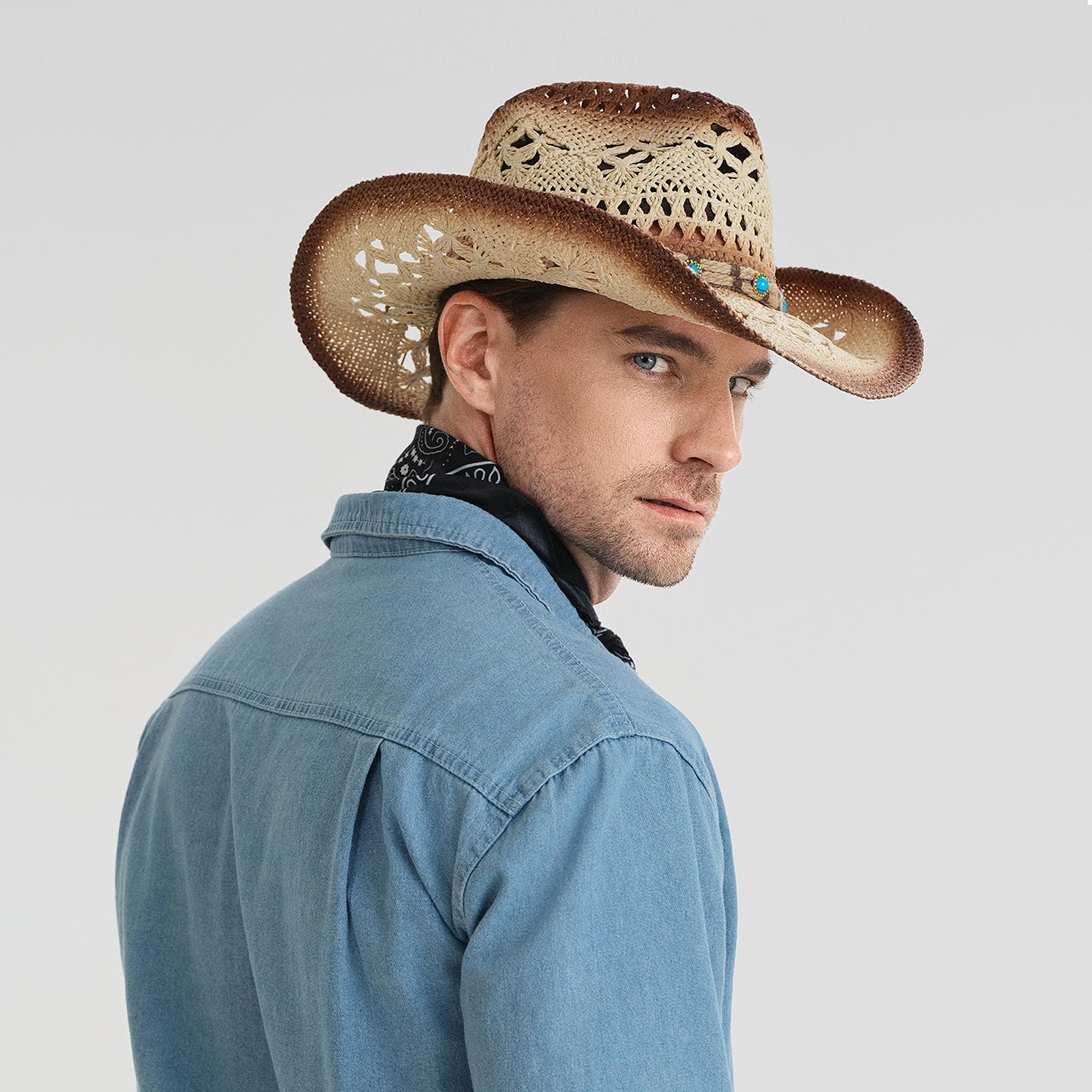 Unisex Paper Straw Fedora Hat with Wide Brim and UPF 50+ Sun Protection