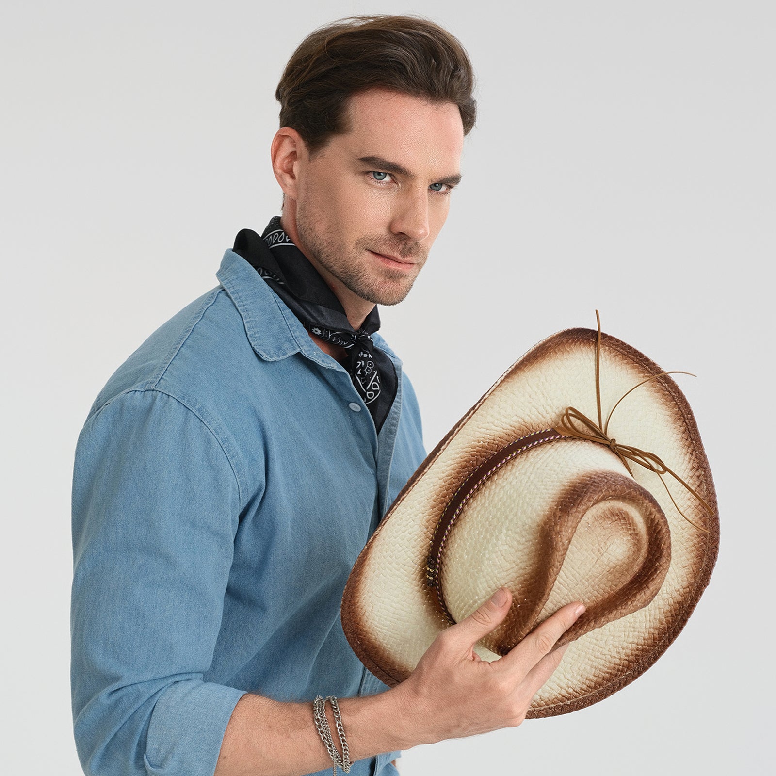 Unisex Paper Straw Fedora Hat with Wide Brim and UPF 50+ Sun Protection