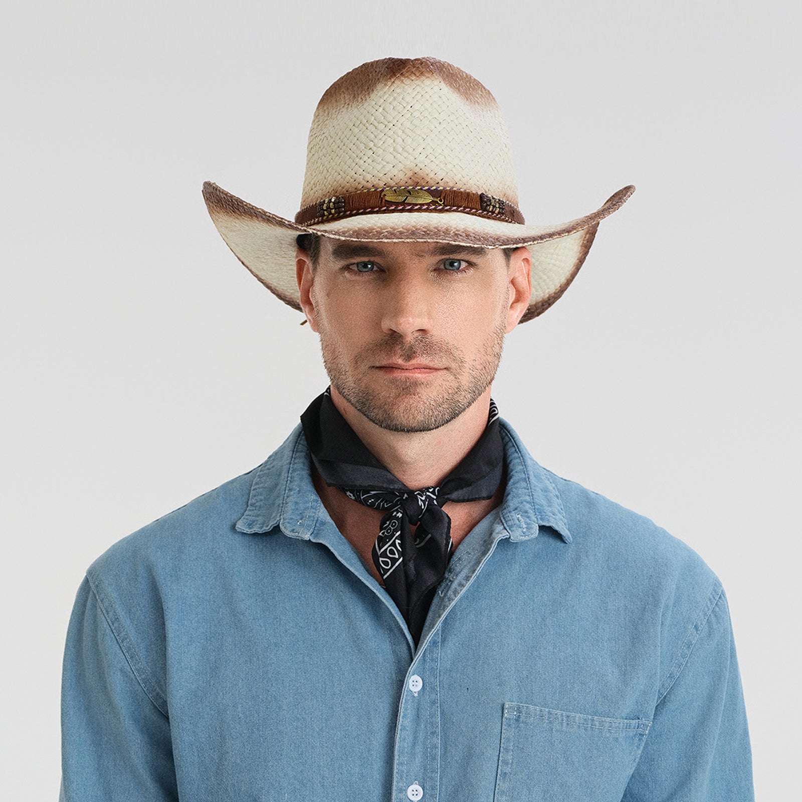 Unisex Paper Straw Fedora Hat with Wide Brim and UPF 50+ Sun Protection