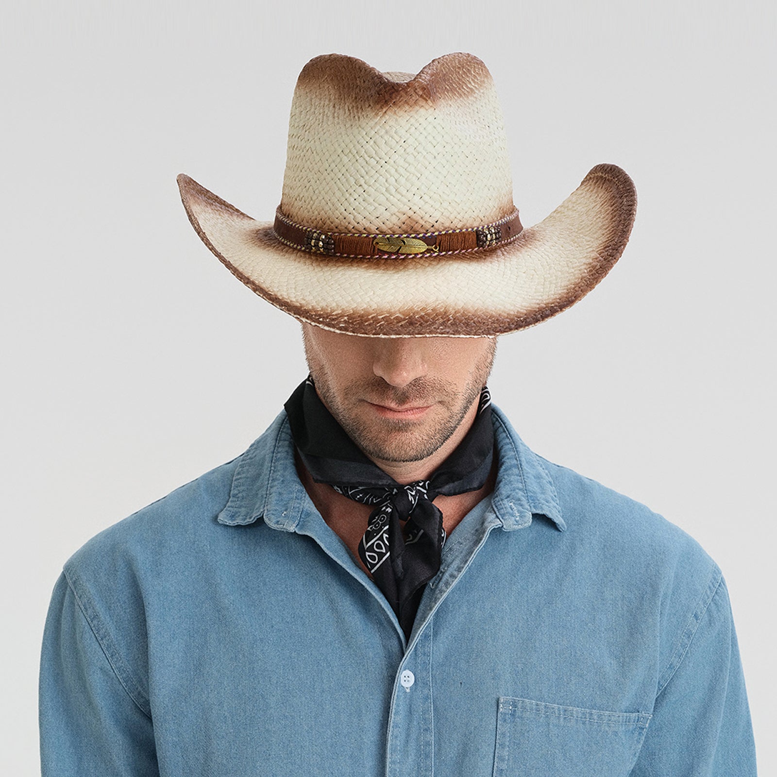 Unisex Paper Straw Fedora Hat with Wide Brim and UPF 50+ Sun Protection